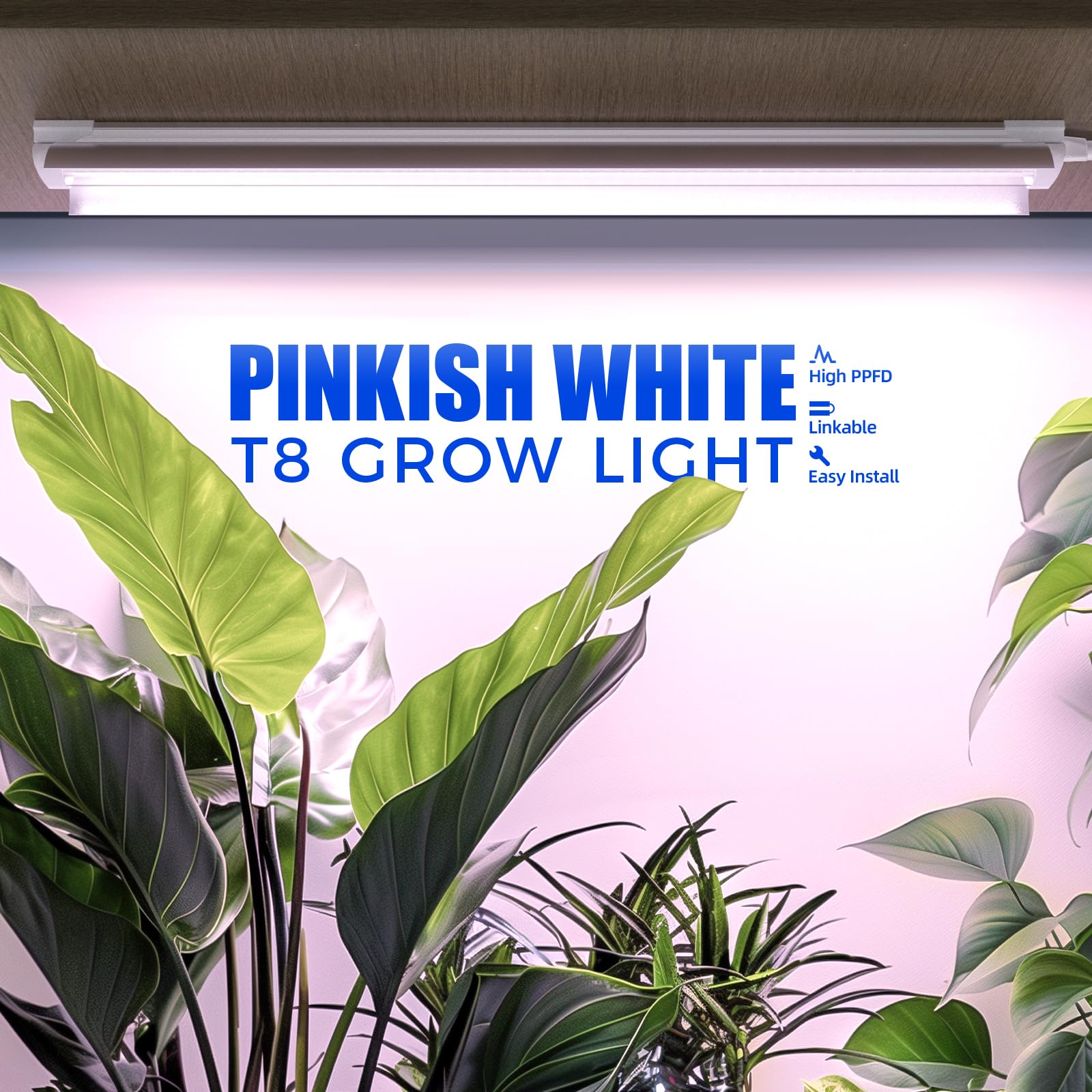 Barrina Grow Light Strips, 96W Full Spectrum LED, 2FT T8, Pinkish White, Model QF24, 4-Pack