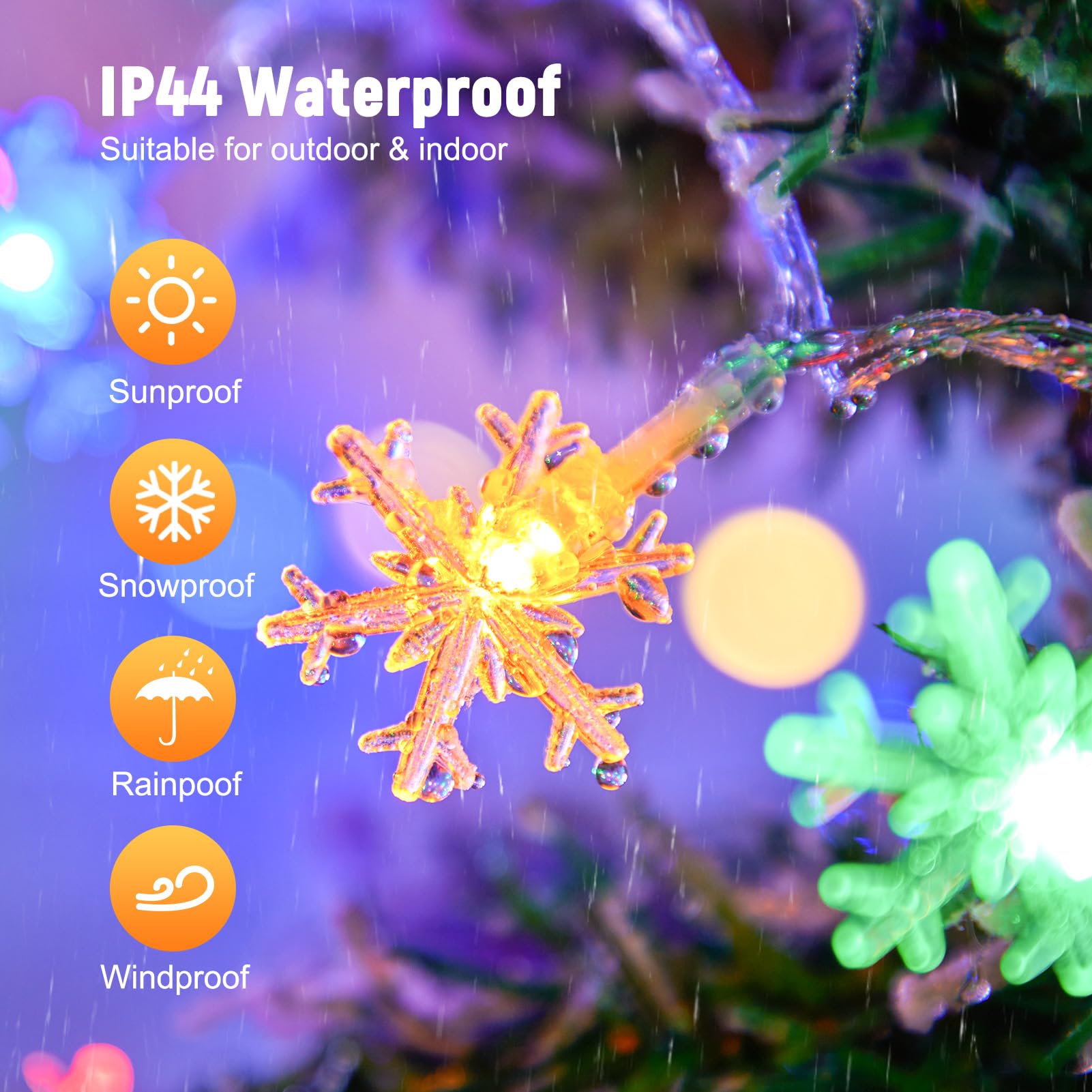 Minetom 4 Pack Holiday Lights, 30 Ft 15 Led Christmas Snowflakes Lights, Waterproof Snowflakes Christmas Lights, Shatterproof Xmas Fairy Lights For Indoor Deco