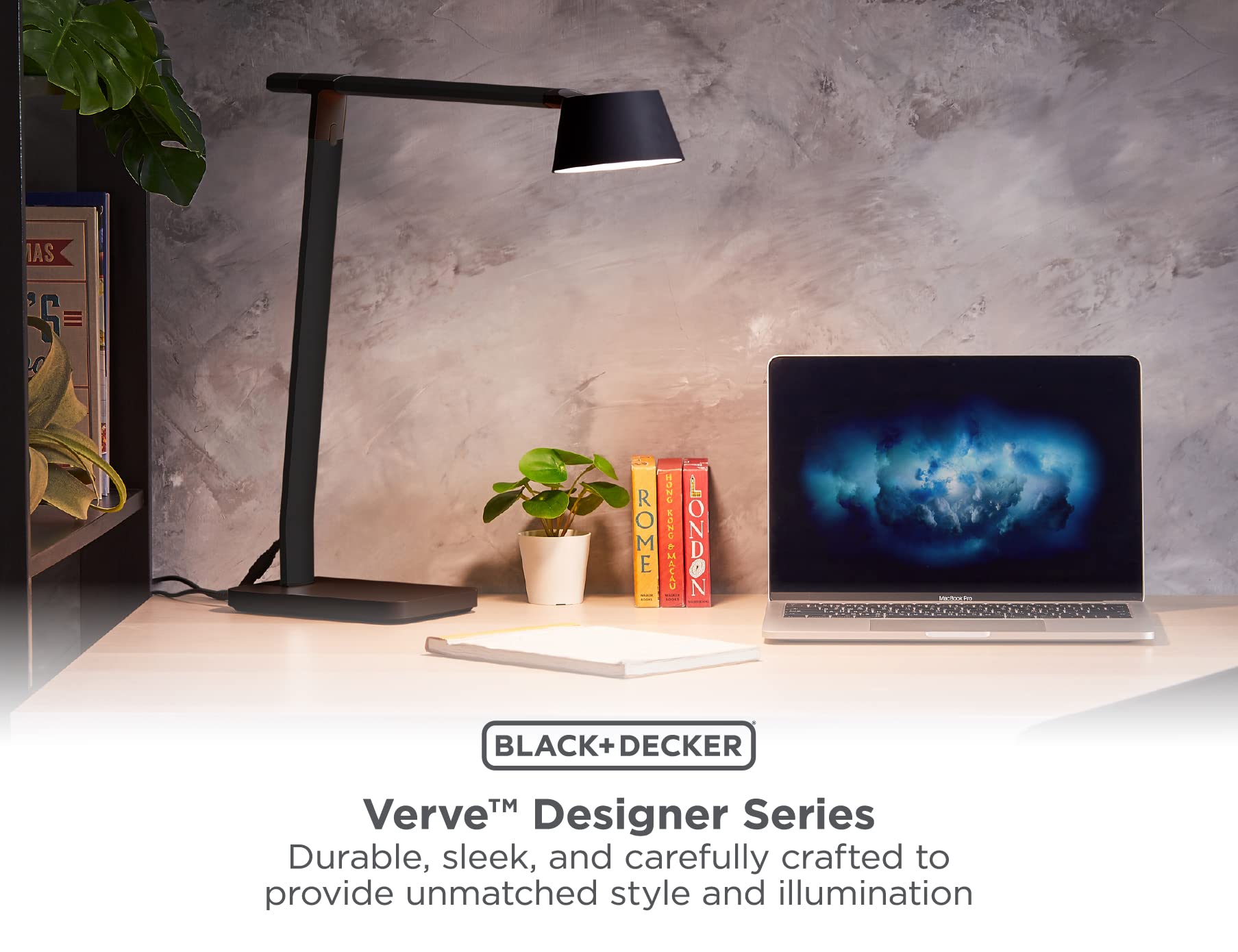 Black+Decker Verve Designer Desk Lamp With Usb Charging Port, True White Led + 16M Rgb Colors