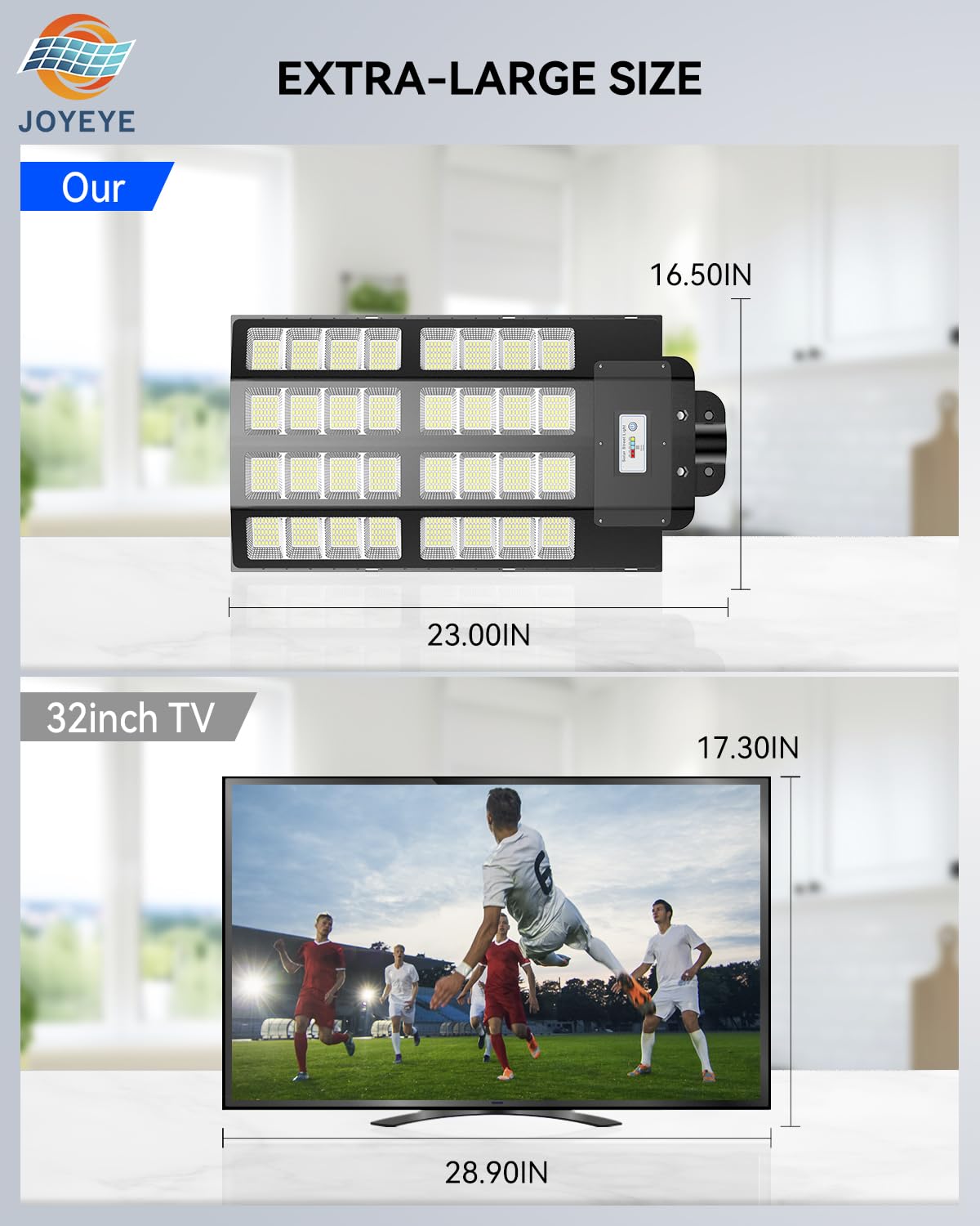 Joyeye 7000W Solar Street Lights Outdoor: Commercial Solar Parking Lot Lights With Motion Sensor And Remote Control, Ip66 Waterp