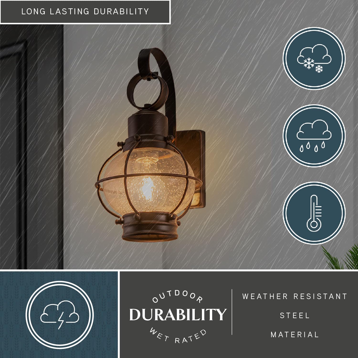 VAXCEL Chatham 1 Light Wall Lantern, Burnished Bronze, 6.5in W, Alloy Steel, Model OW21861BBZ, Coastal Outdoor Lighting, Clear Glass