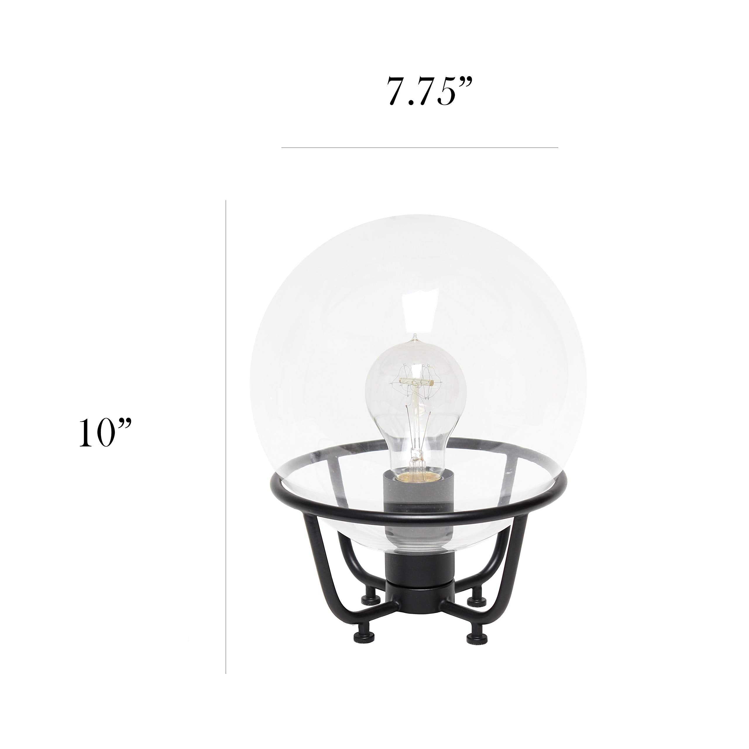 Elegant Designs LT1062-BLK Vintage Industrial Table Lamp, Metal & Glass, 7.75inx7.75inx10in, Matte Black