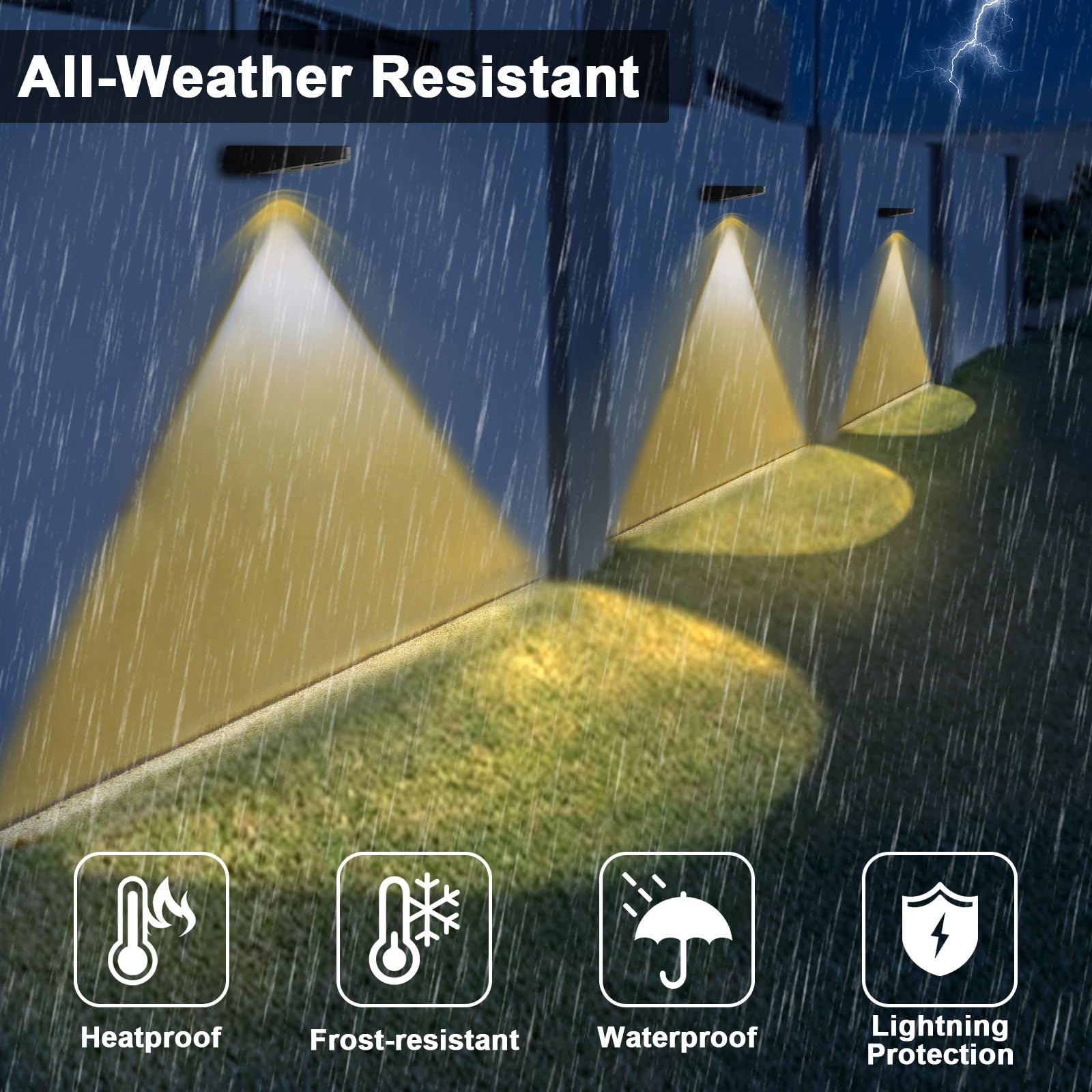 Mrzxy Solar Wall Lights - Waterproof LED Down Light, Warm White, 4 Pack, Model BY04 for Outdoor, Garage, Fence, Landscape Lighting