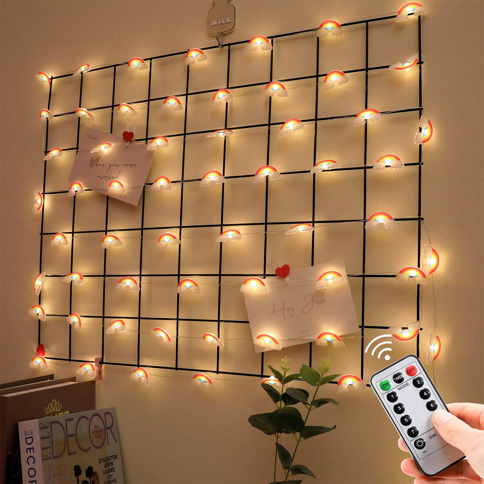Rainbow String Lights 40 Led Decorative Fairy Light Indoor & Outdoor 8 Modes Usb & Battery Powered Lights 13Ft Twinkle Lights With Remote Control Timer For Children Kids Bedroom Decoration
