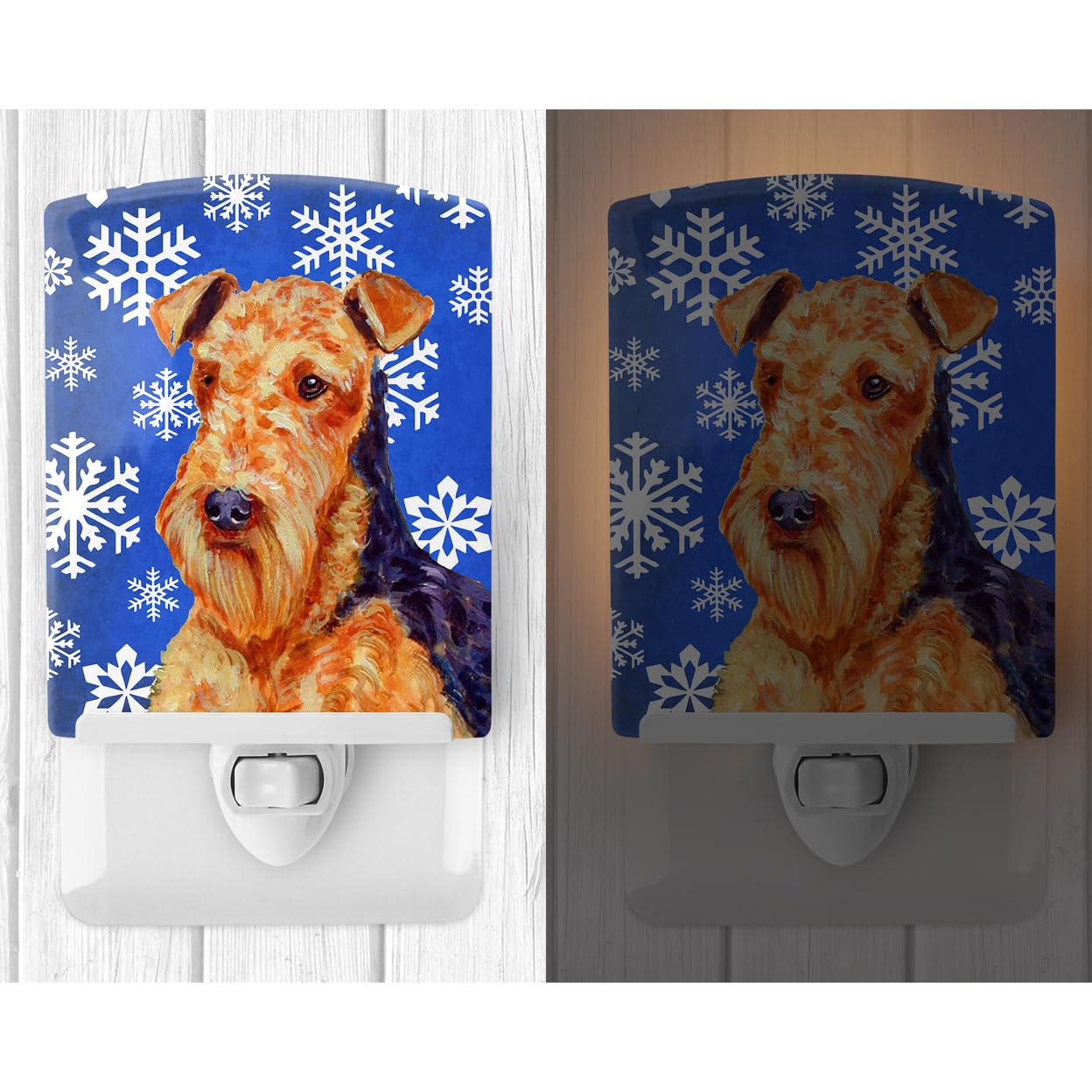 Carolines Treasures Night Light, Ceramic, 6x4x3in, Airedale Terrier, Model LH9291CNL, UL-Certified for Bedroom, Bathroom, Nursery, Kitchen