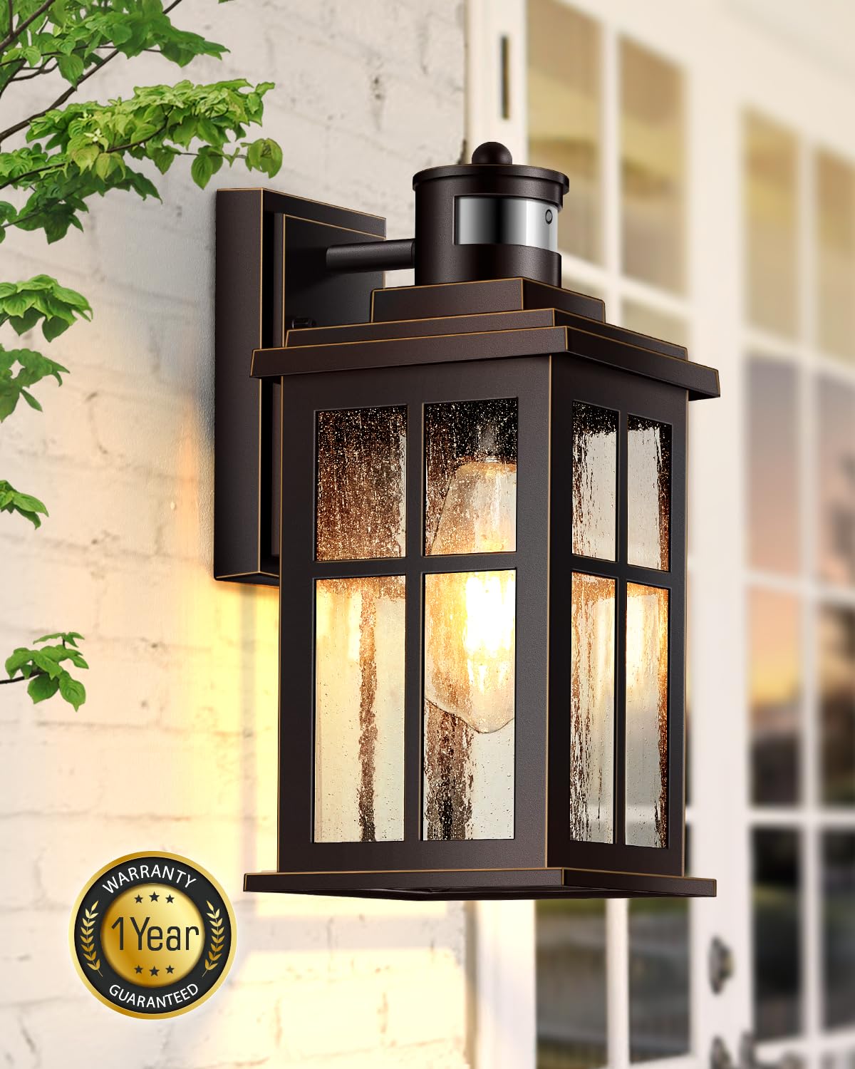 Vianis Motion Sensor Exterior Lighting Fixtures For House  Oil Rubbed Bronze With Gold Trim Dusk To Dawn Outdoor Porch Light  Waterproof Outdoor Garage Lights Wall Mount  Outside Wall Sconce For Coach