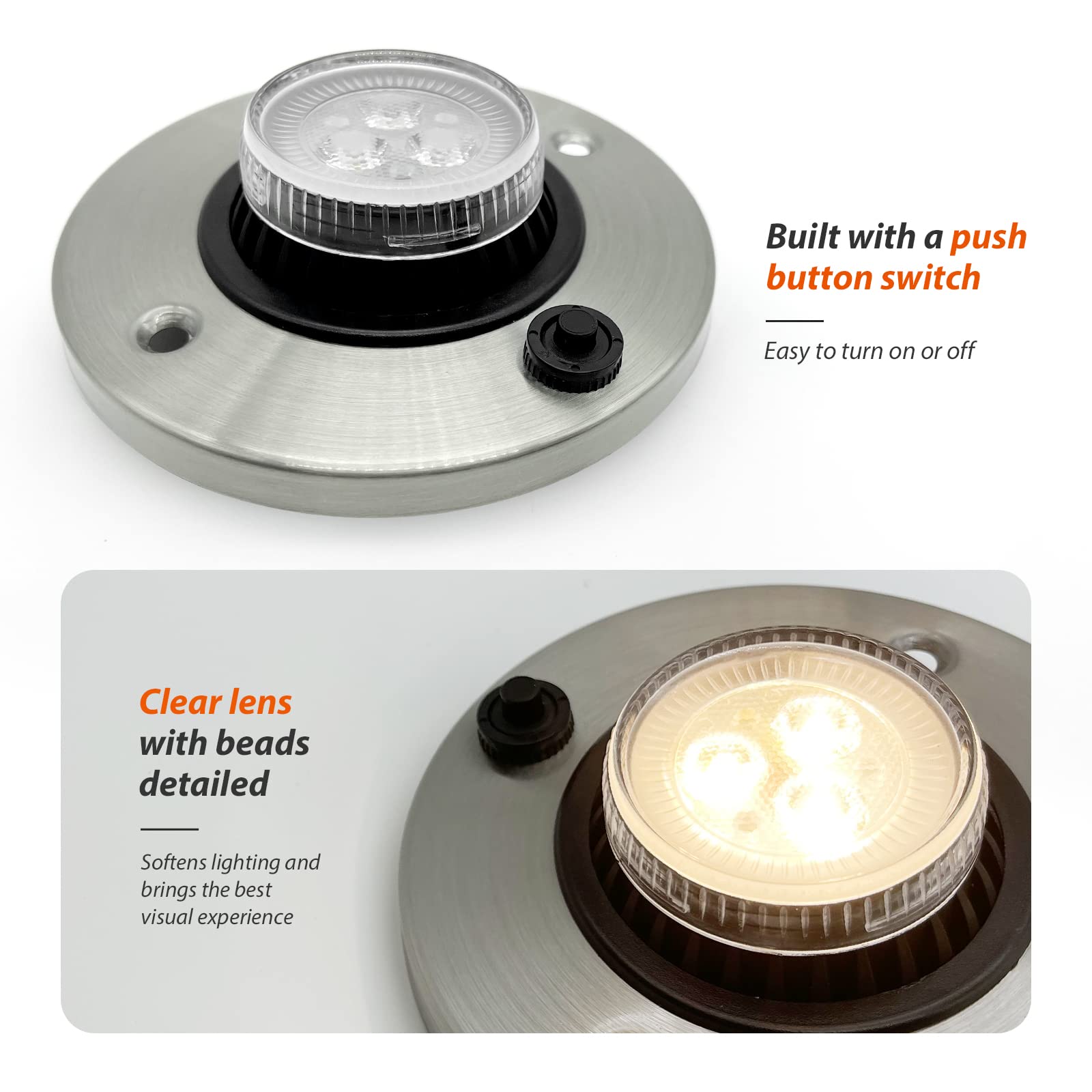 Dream Lighting 12V Light Fixtures With Switch 2W Led Recessed Swivel Spot Cabinet Down Light 4000K Bright White Lighting 4Inch