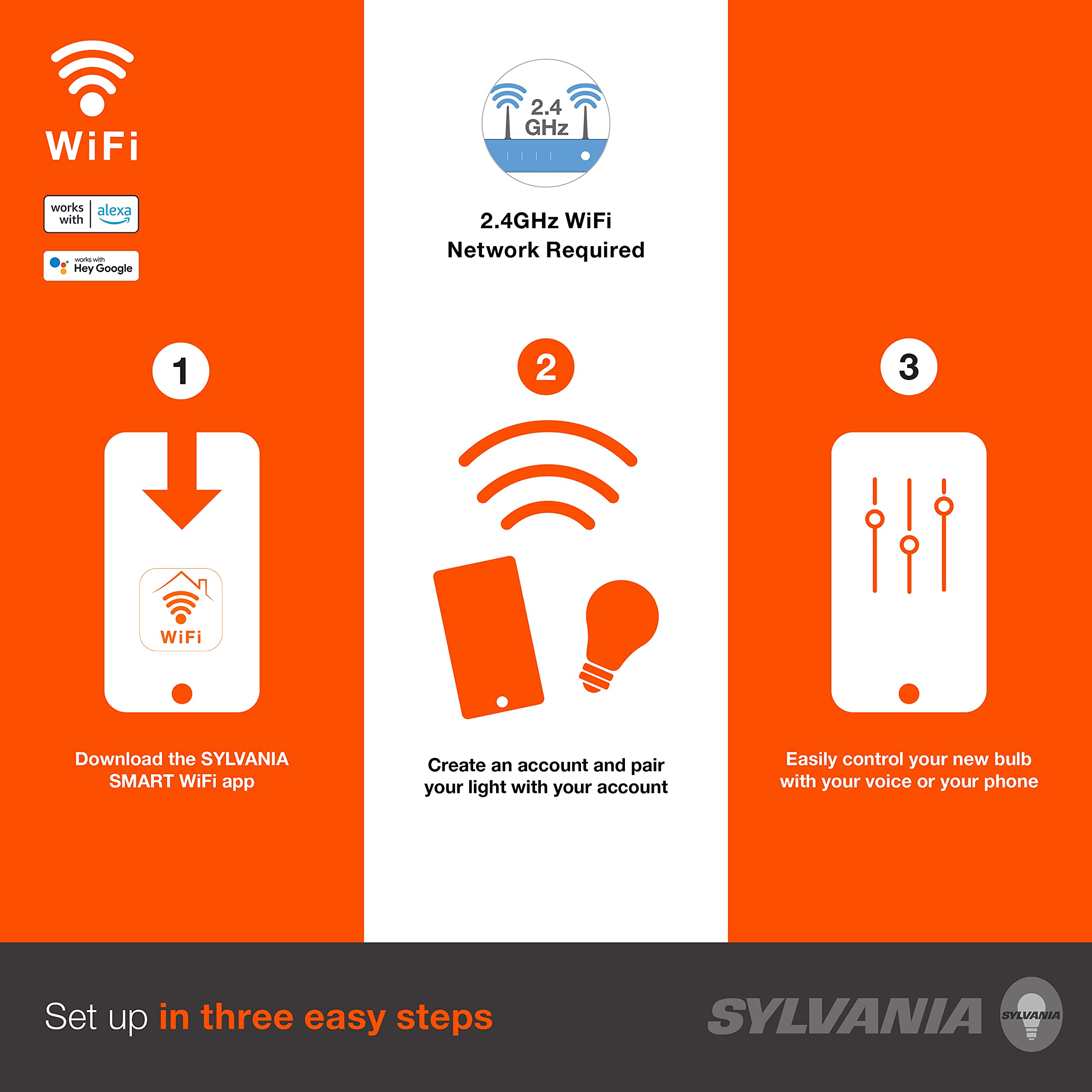 LEDVANCE SYLVANIA Wifi LED Smart Light Bulb, 60W Equivalent, Dimmable, Full Color, 4 Count, Model 75674