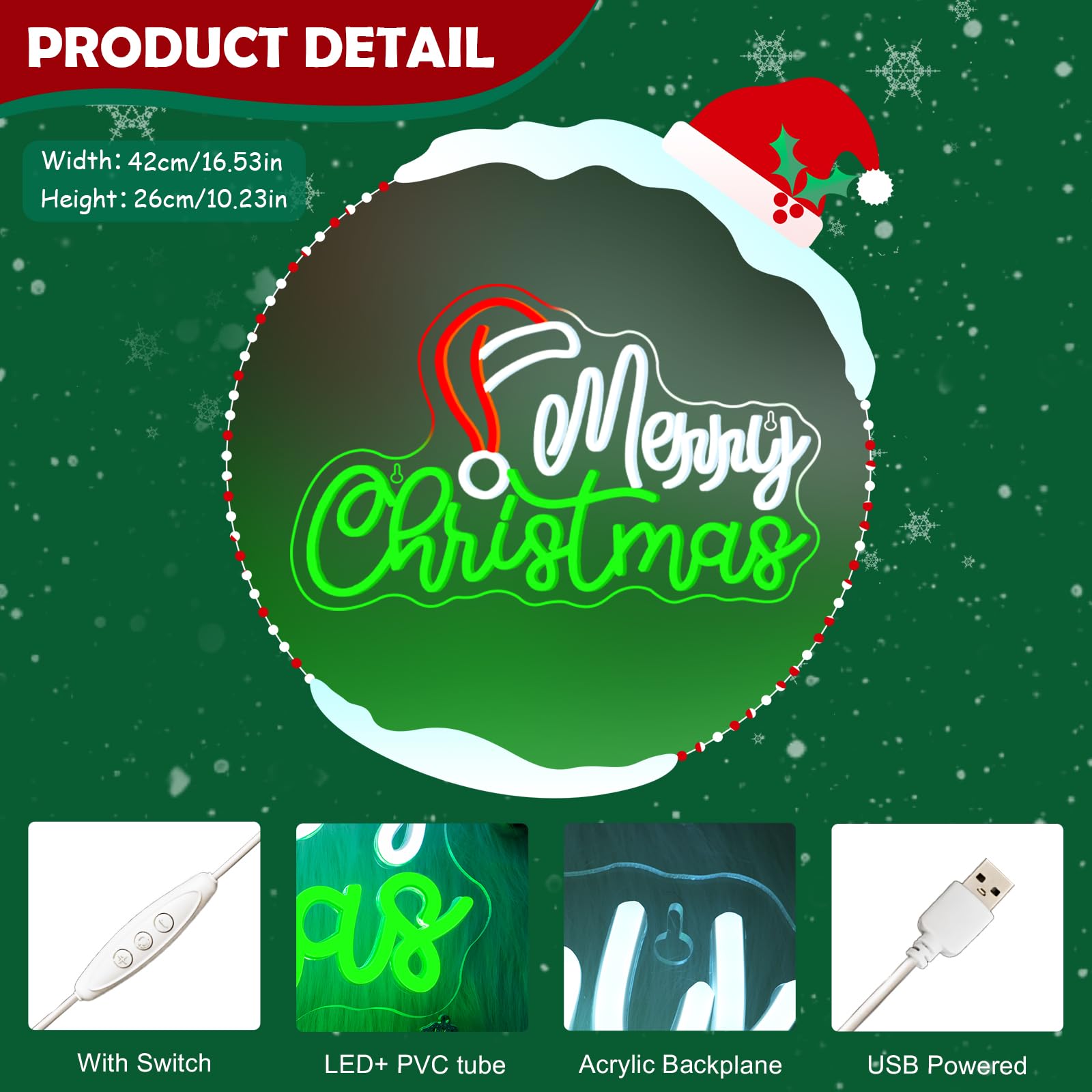 Looklight Merry Christmas Sign Christmas Window Lights Santa Hat Neon Signs For Wall Decor Santa Claus Led Lights For Party Bar Man Cave Club Pub Bedroom Shop Door Decoration Gifts