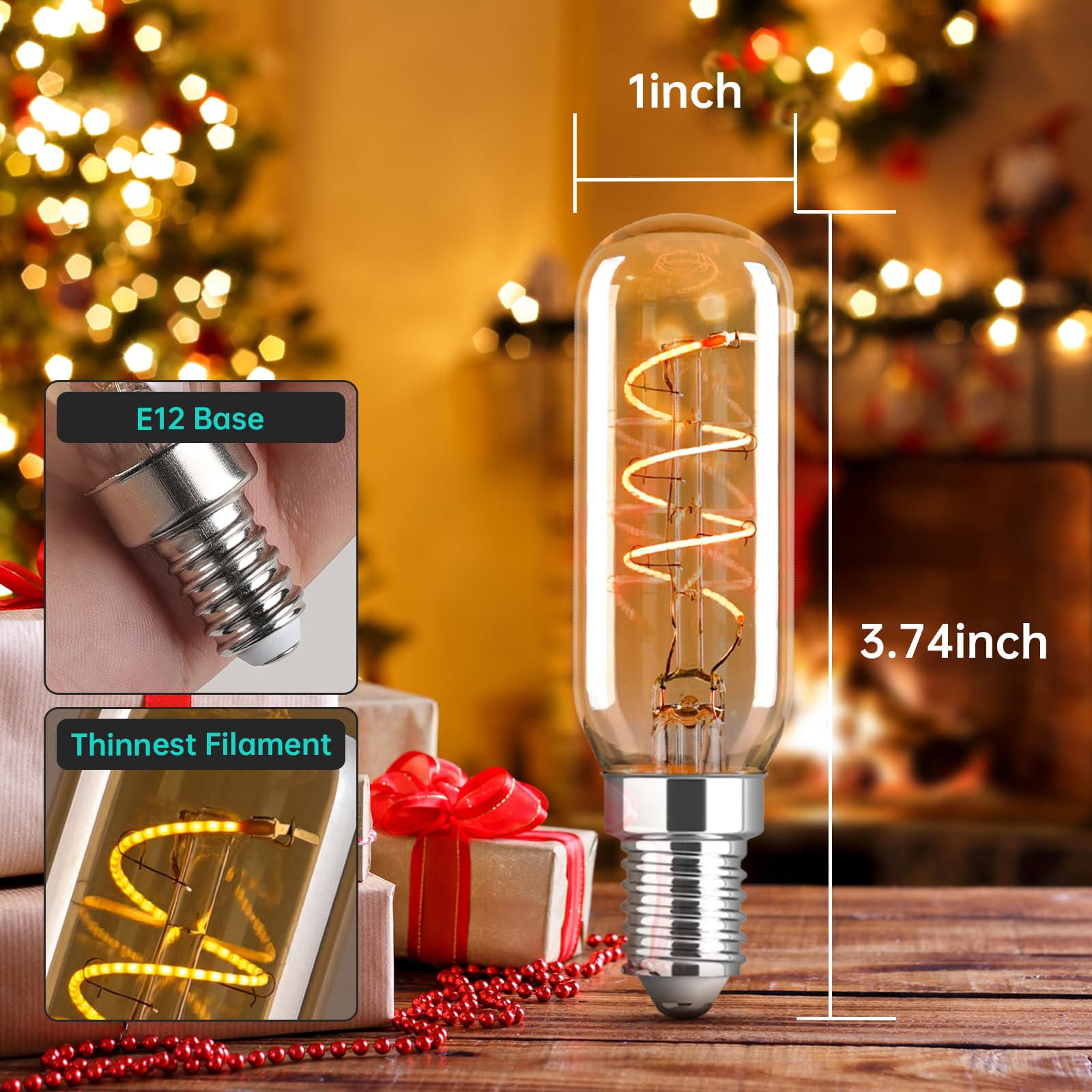 Amdtu E12 Chandelier Light Bulbs 40 Watt 2000K Soft Yellow, Ultra-Thin Spiral Filament Dimmable Led Edison Warm Light Bulbs Cand