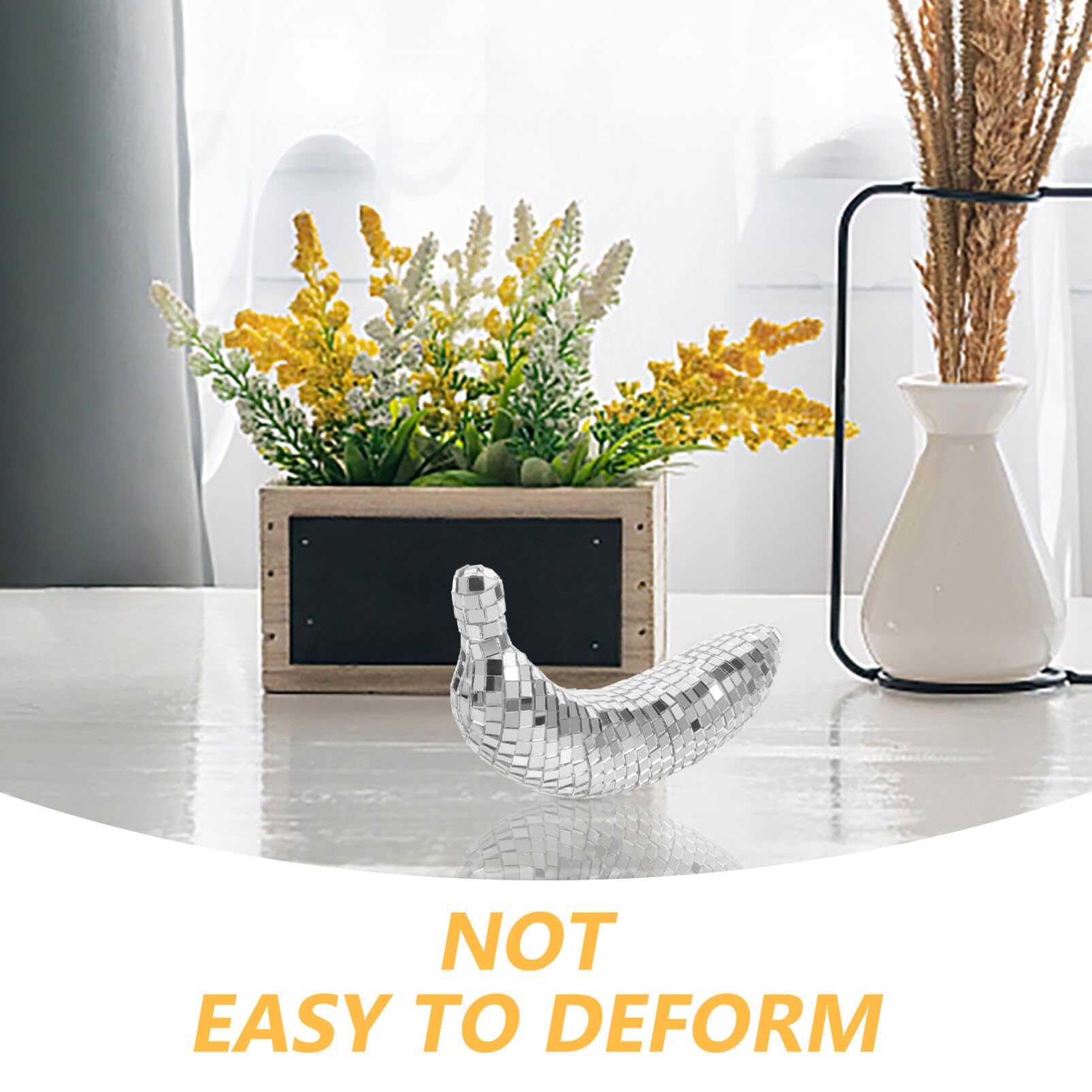 Garneck Disco Style Banana Ornament Reflective Fruit Decor Retro Party Decoration