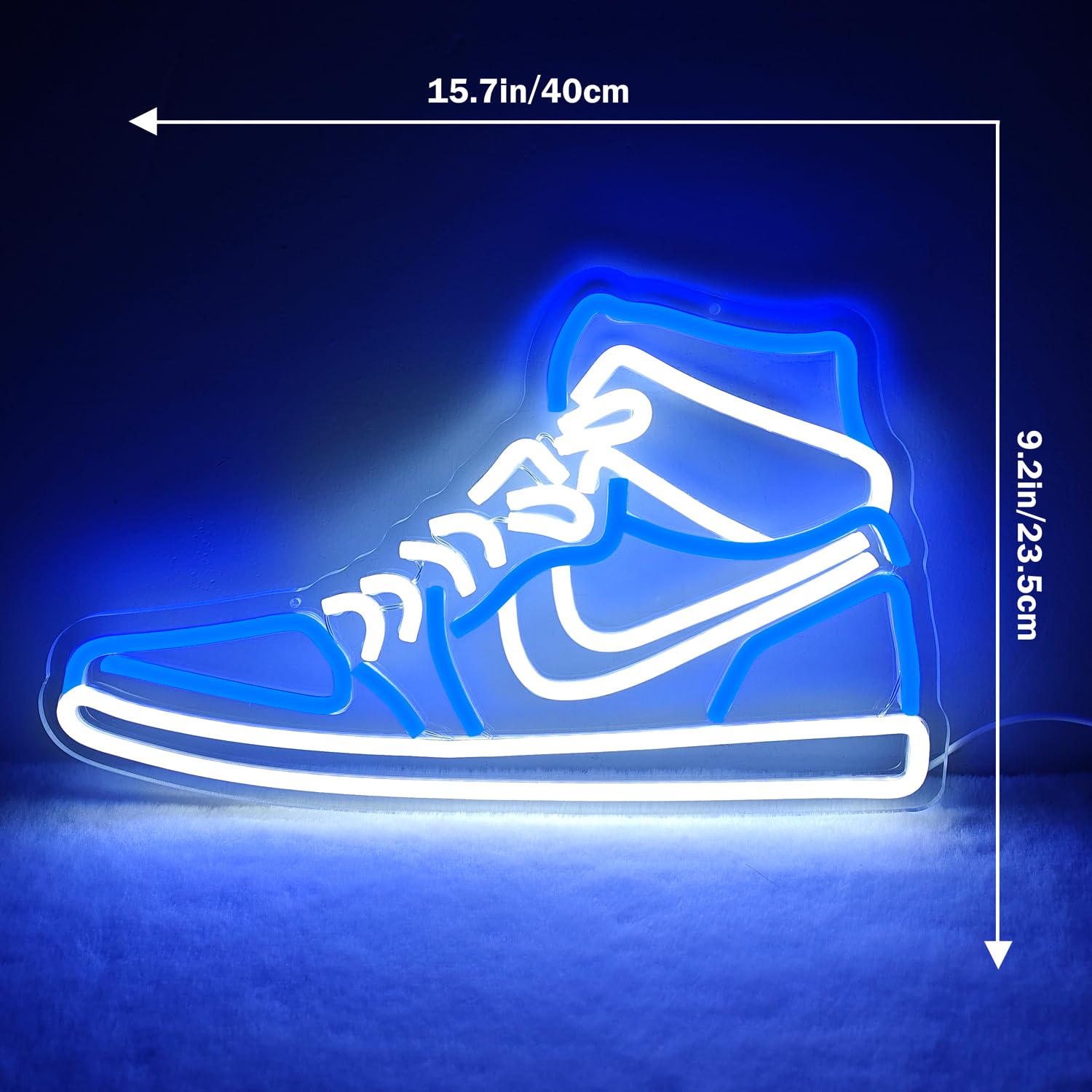JianJung Neon Sign Sports Shoe Light - Dimmable LED Wall Decor for Bedroom & Man Cave - Blue, Plastic, Model: SneakersBlue