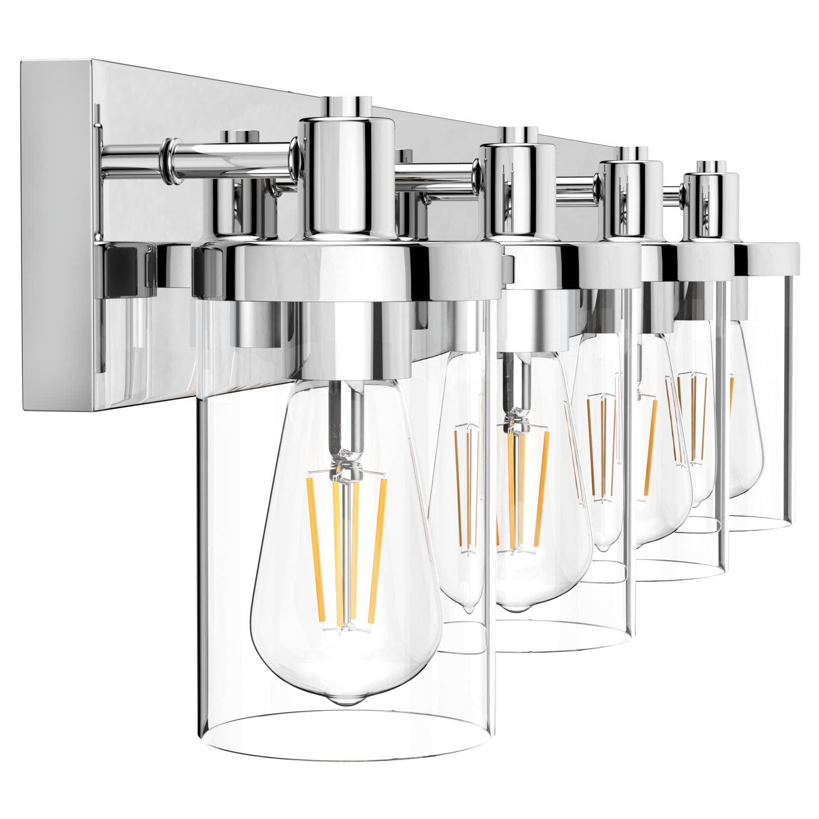 Aipsun Bathroom Vanity Light 4-Light Chrome Aluminum Fixtures with Clear Glass Shade Model 1136
