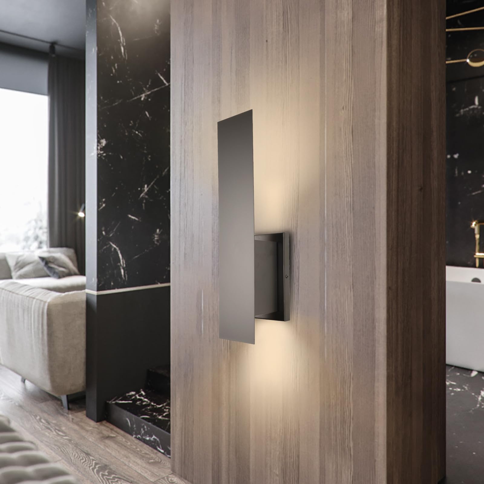Edwarmlux Modern Wall Sconces, Dimmable Hardwired Lights, 1 Pack, Matt Black, GU10 Bulbs Excluded, Model PL-LR002D