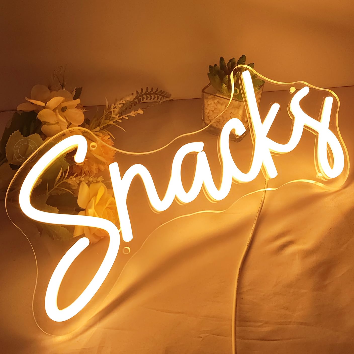 SYLHOME Neon Light Sign for Snacks - Warm White Decor for Coffee Cake Candy Bar Shop, Wedding, Birthday - 15.75inx6.89in