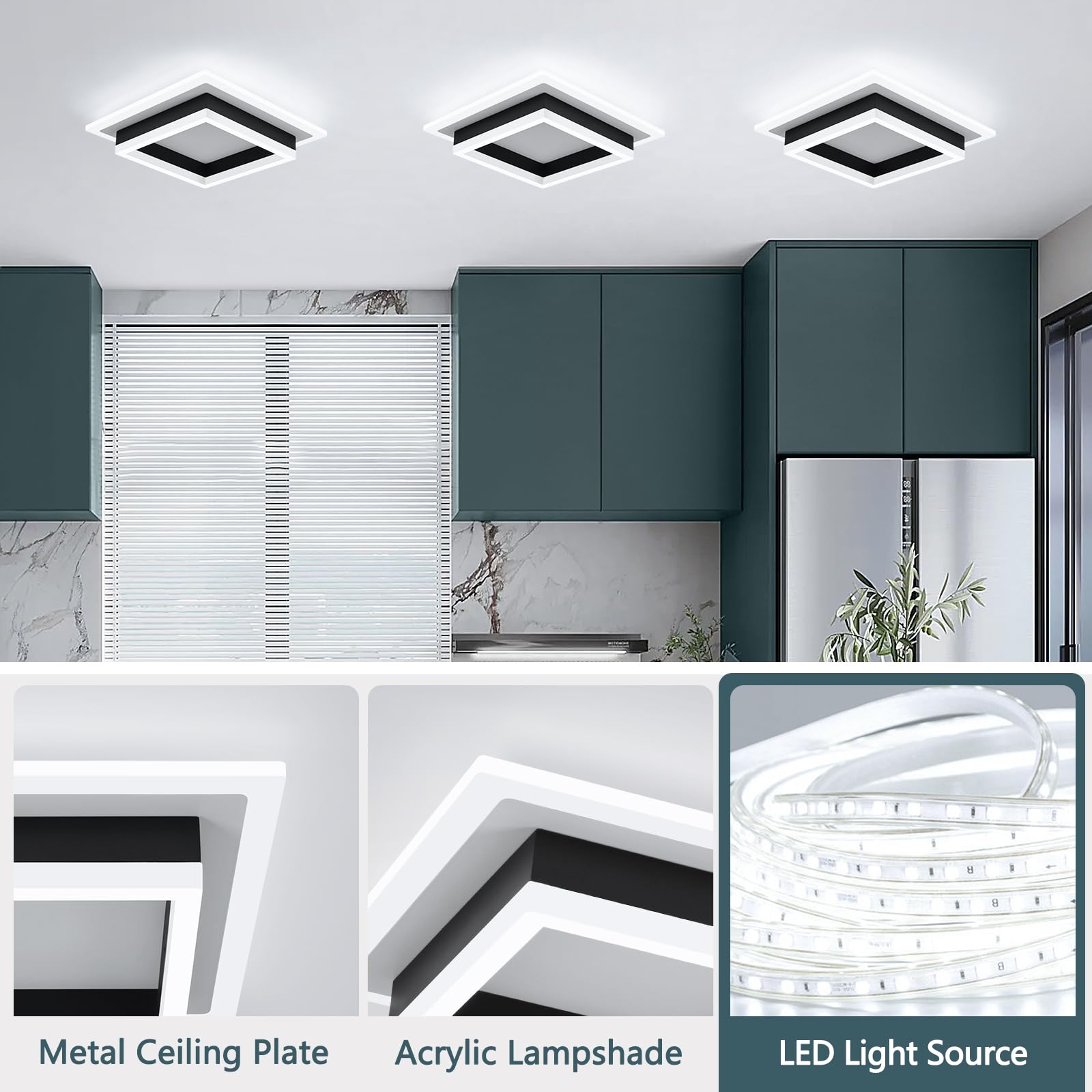 Eidisuny 32W Modern Led Ceiling Light  Small Flush Mount Light Fixture  6500K Cold White Ceiling Lamp  Square Hallway Lighting Fixtures For Living Room Bedroom Bathroom Kitchen (White  Cold White)