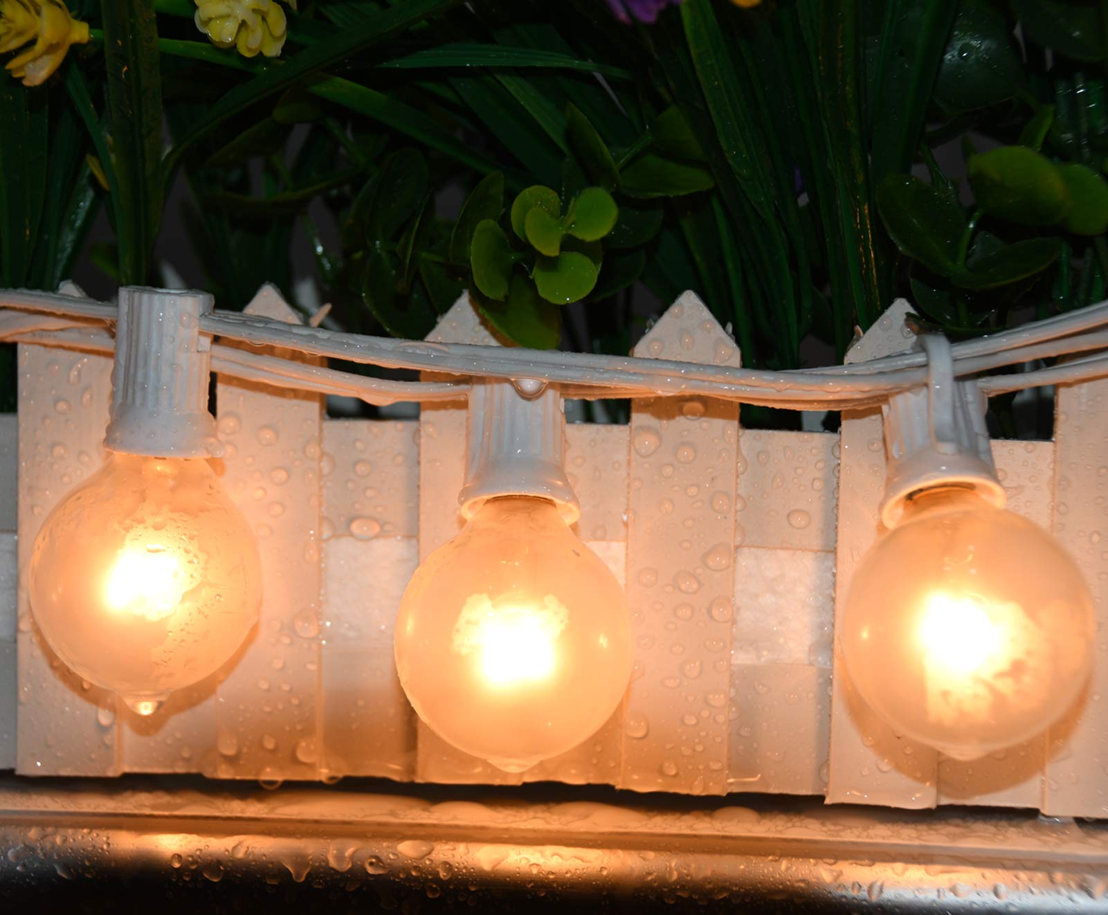 Abeja Outdoor Frosted String Lights, G40, 25FT, 27 Clear Bulbs, E12 Base, UL Listed, White, for Patio, Garden, Party Decor