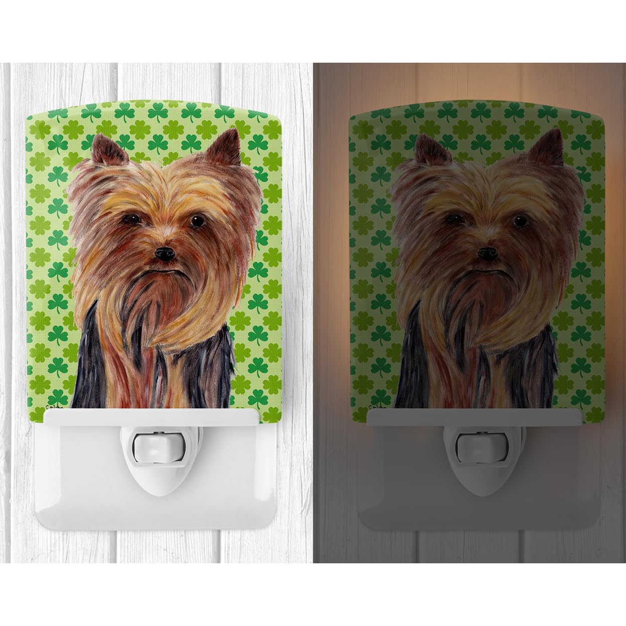 Carolines Treasures Ceramic Night Light, Yorkie St. Patricks Day, UL-Certified, 6x4x3, Multicolor, Model SC9285CNL