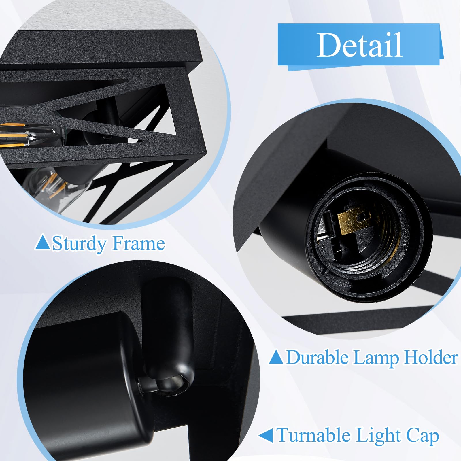 SKEJAO 4-Light Black Flush Mount Ceiling Light Fixture, 12" Metal Design for Hallway, Kitchen, Bedroom (2 Pack)