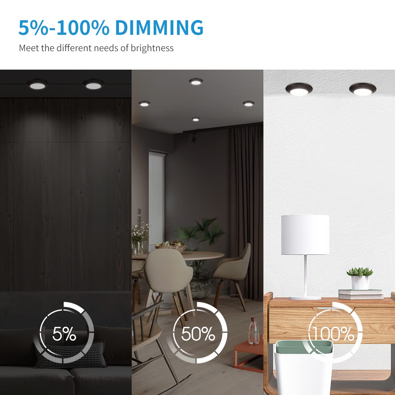 ECOELER 4 Pack Dimmable LED Recessed Lights, 10.5W 4" Brown, 4000K Cool White, Energy Star & ETL-Listed,