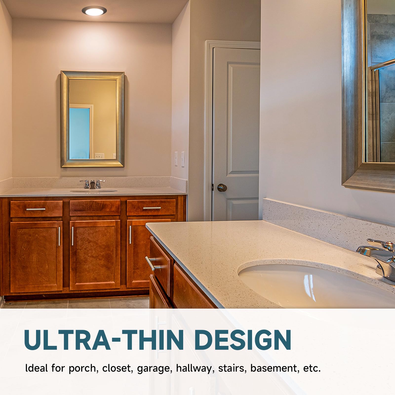 Ecoeler 4 Pack Dimmable Led Disc Light, 3000K/4000K/5000K Selectable Surface Mount Ceiling Lighting, Black Aluminum Baffle Trim