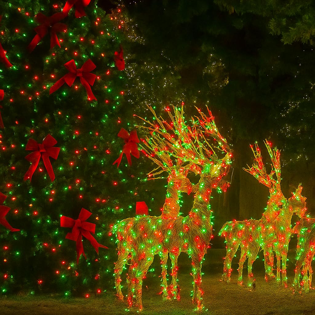 4 Pack 180Ft Solar Christmas Lights Outdoor Waterproof  Super Bright 320 Led Solar String Lights With 8 Lighting Modes  Green Wire Twinkle Tree Light For Outside Xmas Party Decorations (Red And Green)