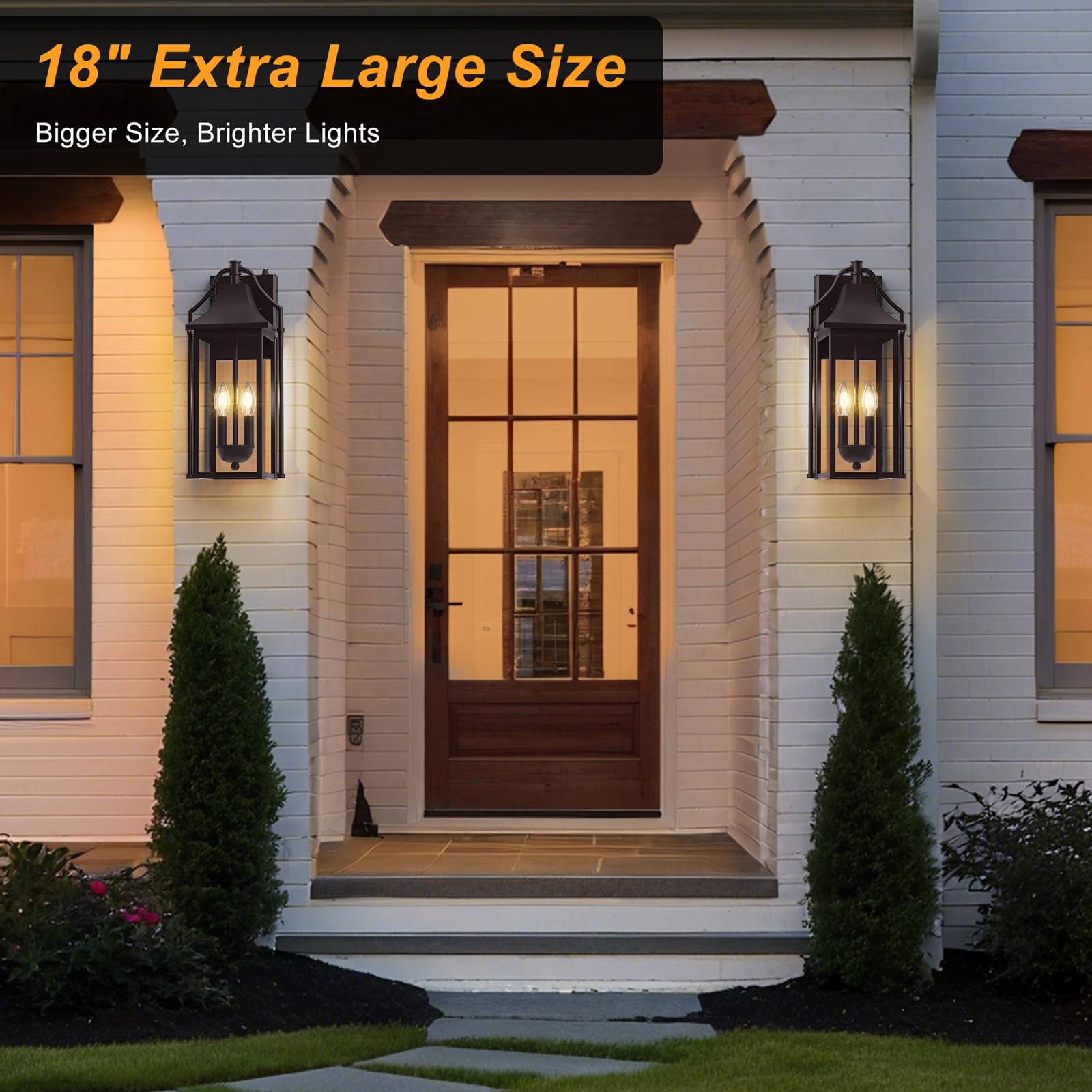 Lawyettle Outdoor Wall Sconce, 2-Light Waterproof Lantern, 18in, Oil Rubbed Bronze, Model XG7040O-2BR