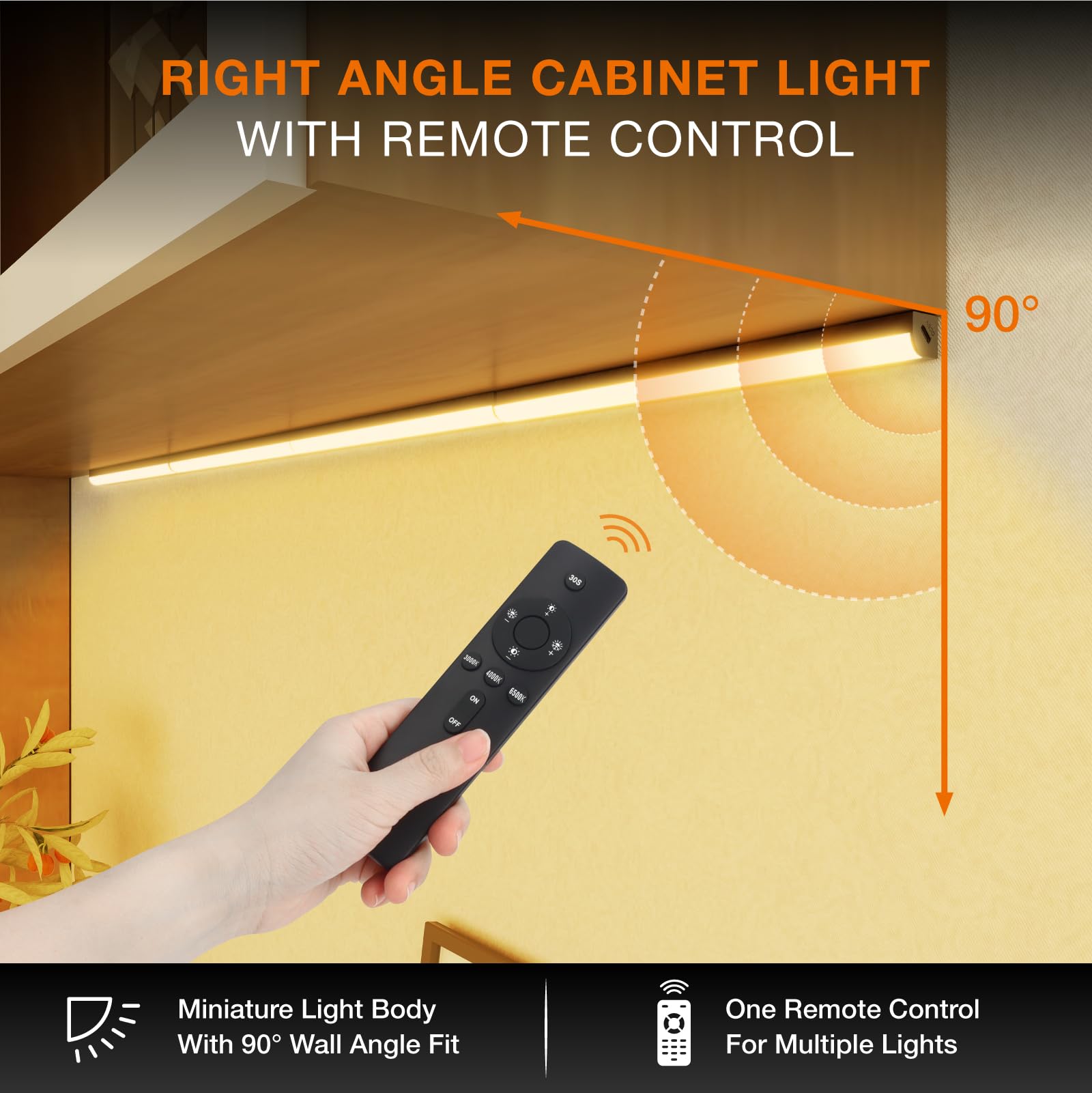 MEKKLEON Remote Control Under Cabinet Lights, 20CM USB Rechargeable Magnetic LED, Dimmable, Black - Model M3-LB55
