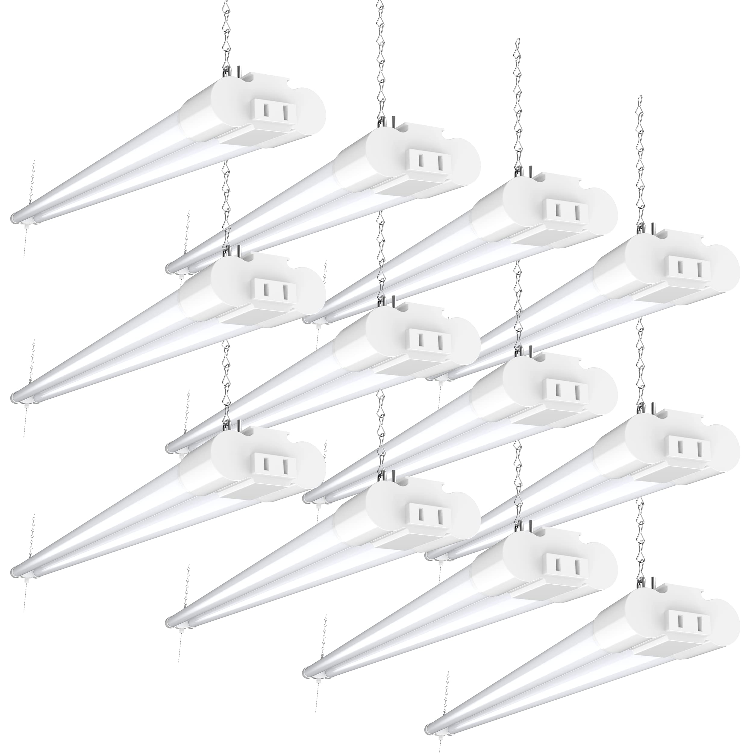Sunco 12 Pack Linkable LED Shop Light, 4500 LM, 6000K White, 4 FT Integrated Fixture, Surface/Suspension Mount, Model SH_F-WH-40