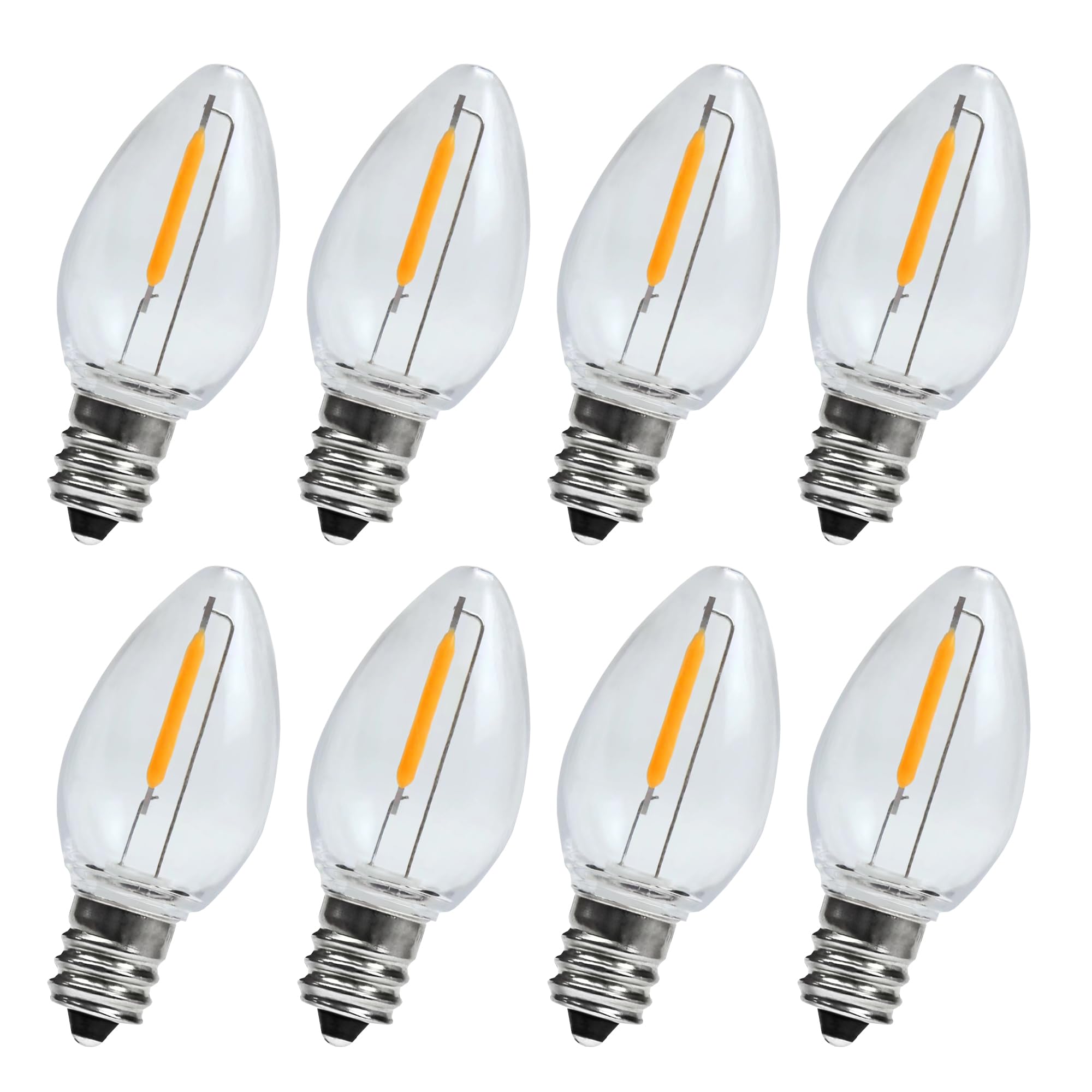 Kly Led Night Light Bulbs, C7 Shatterproof Replacement Led Bulb For String Light, E12 Base Salt Lamp Bulbs, 0.6W Equivalent To 7