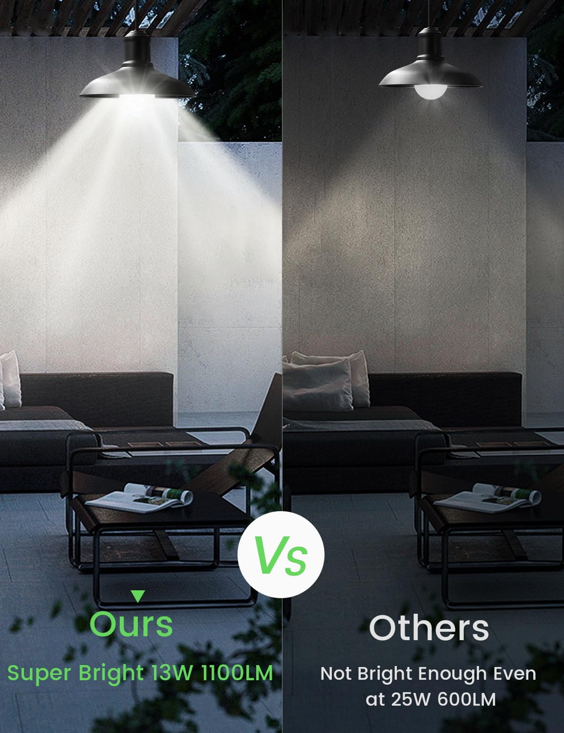 OHLUX Motion Sensor LED Bulbs, 13W (120W Equivalent), Dusk to Dawn, A19 E26, Bright White, 2 Pack, Ideal for Outdoor Security Lighting