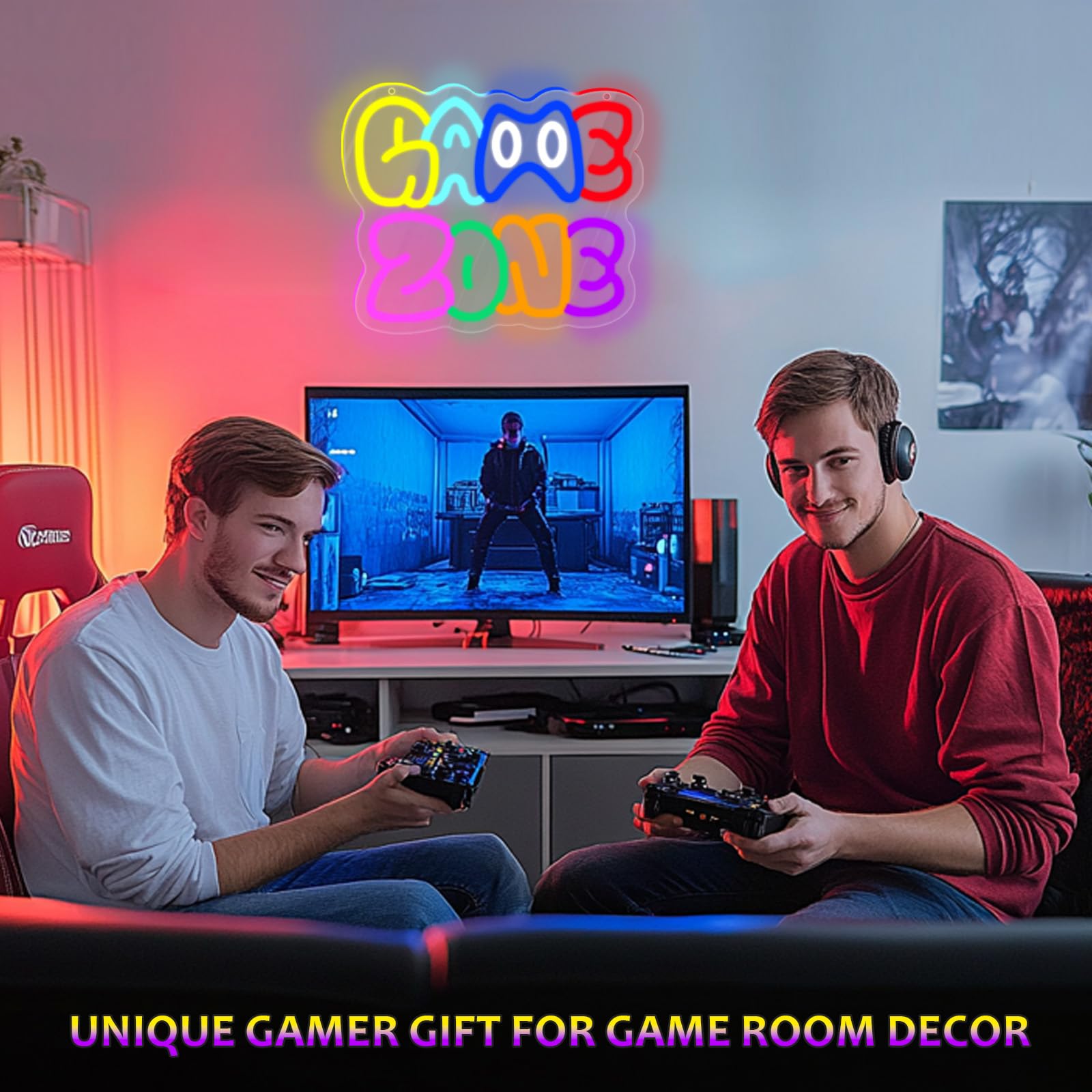 Innovtools Game Zone Neon Sign  Led Gamer Neon Signs For Room Decor  Dimmable Gaming Light Up Sign For Teens  Boys  Kids  Birthdays  Christmas  Video Game Decor Gifts For Wall  Bedroom(Zone)
