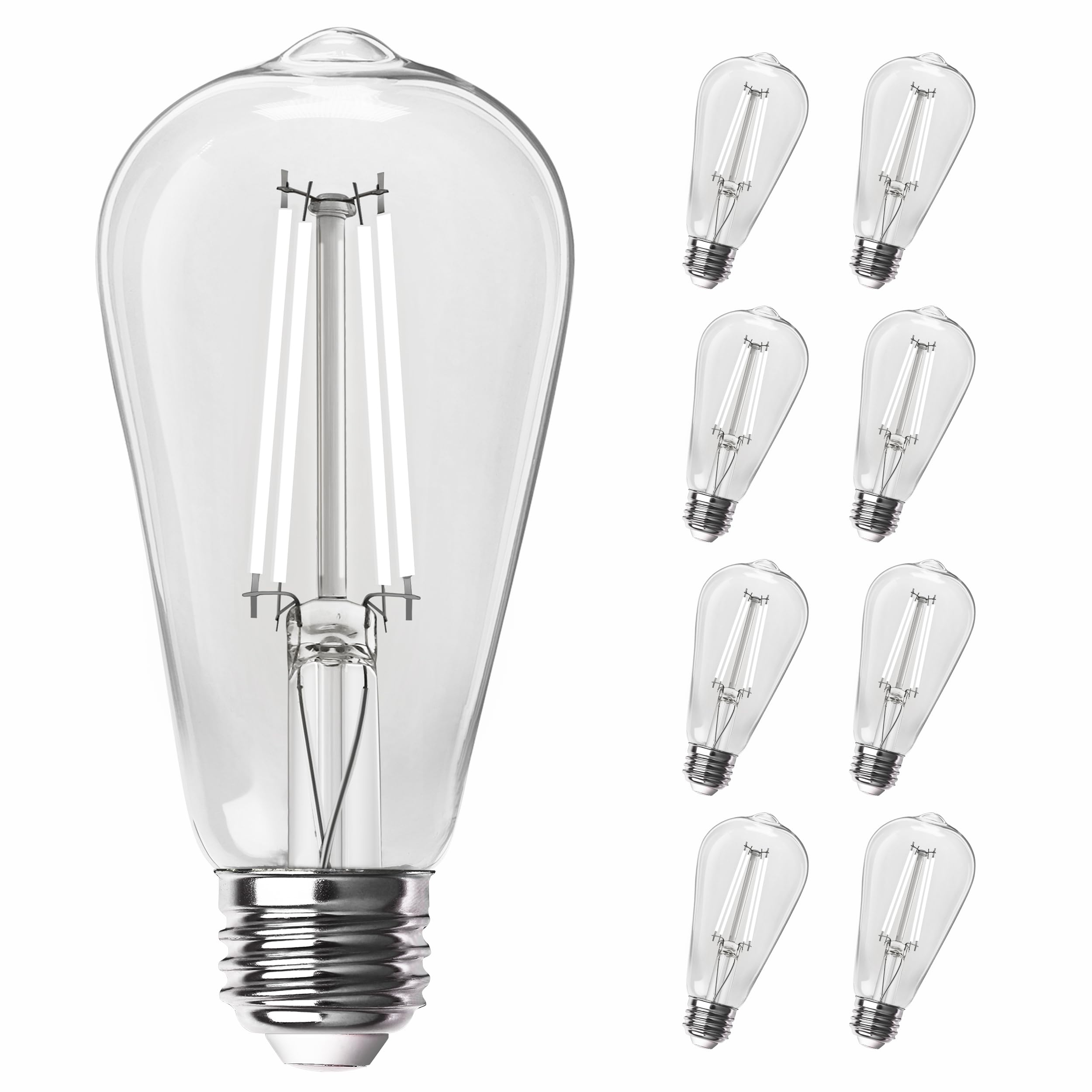 Feit Electric St19 Vintage Edison Led Light Bulb, 60W Equivalent, Dimmable, 5000K Daylight, 800 Lumens, E26 Base, Retro Filament Light Bulbs, 15,000-Hour Lifetime, St1960/Cl/950Ca/2/4, 8 Pack