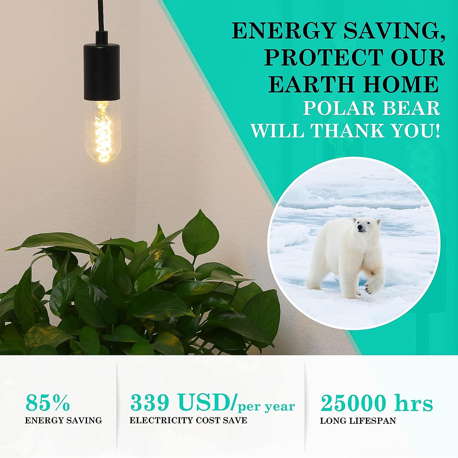 Amdtu Edison Bulbs 40 Watt Led Soft White 2700K, Vintage Super Thin Spiral Filament Non-Dimmable, T45 Incandescent Tubular Light