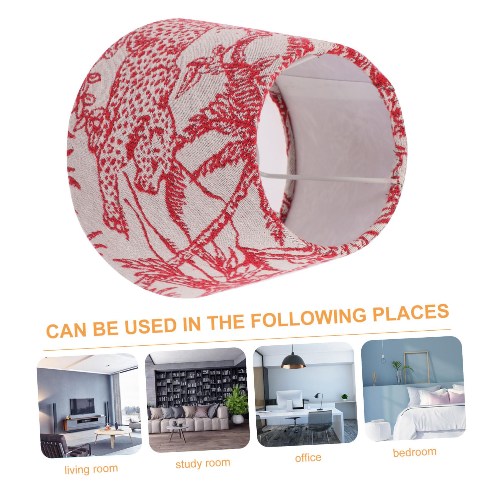 UKCOCO Embroidered Fabric Lampshade Replacement, Drum Shade, 17x17cm, Red, Model PQ06INJM29YR182O6PW1J