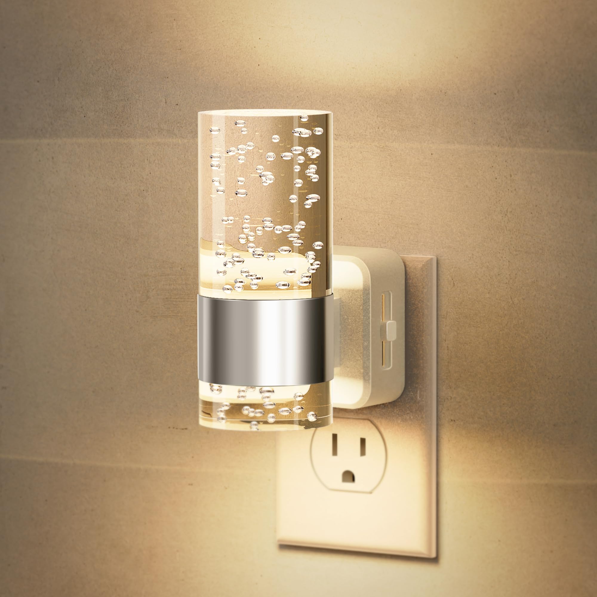 Jandcase Night Light, Night Lights Plug Into Wall,3000K Warm White Led Nightlight With Adjustable Brightness, Automatic Night Li