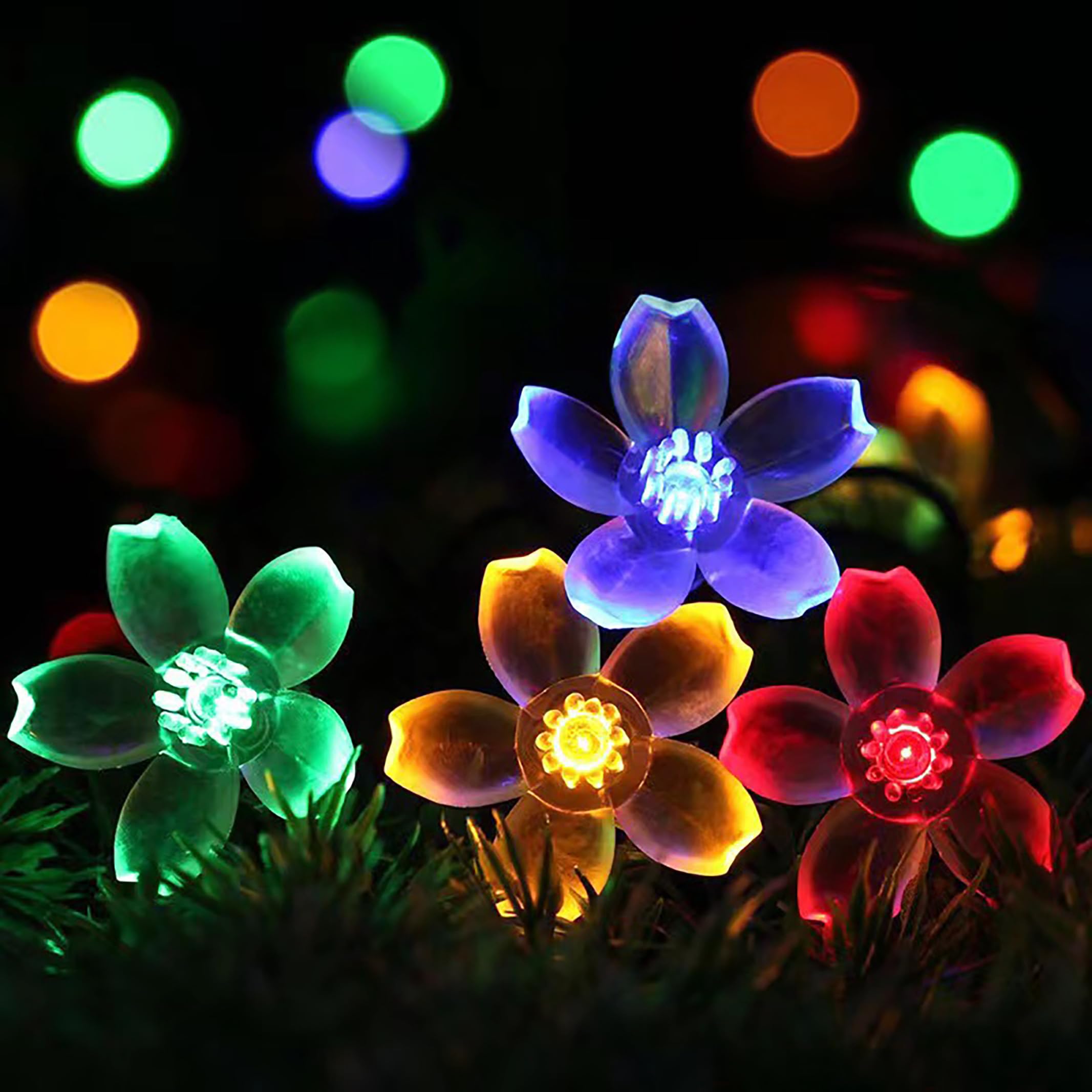 Lightop Flower Fairy Lights Battery Operated String Lights 30Led Cherry Blossom Waterproof Indoor Easter Decoration For Camping,Garden Fence,Birthday,Christmas,Wedding Party,Bedroom (Multicolor)