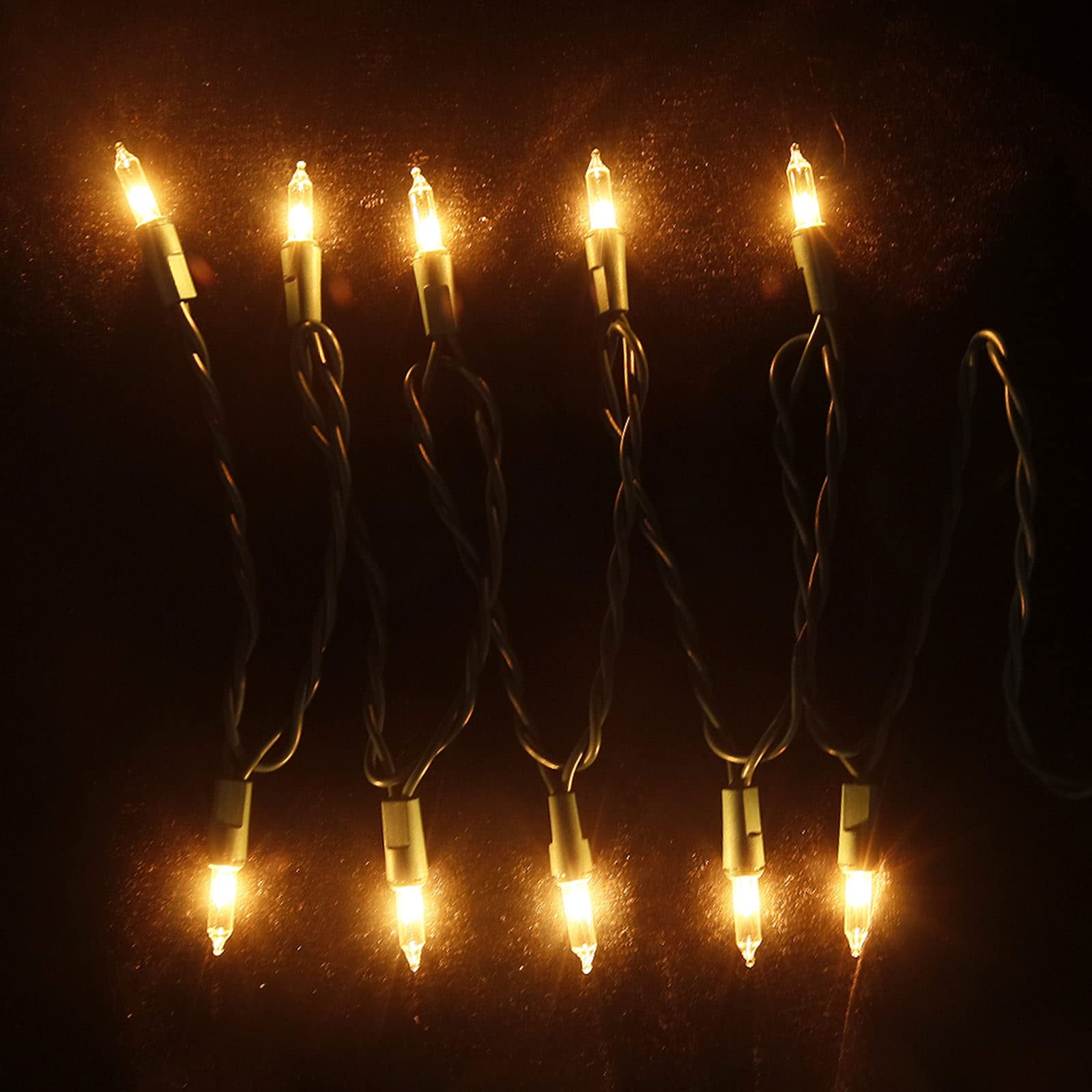 Multi-Sparking Christmas Lights 5Ft 10 Counts Classic Clear Incandescent Mini String Lights White Wire Warm White For Indoor And