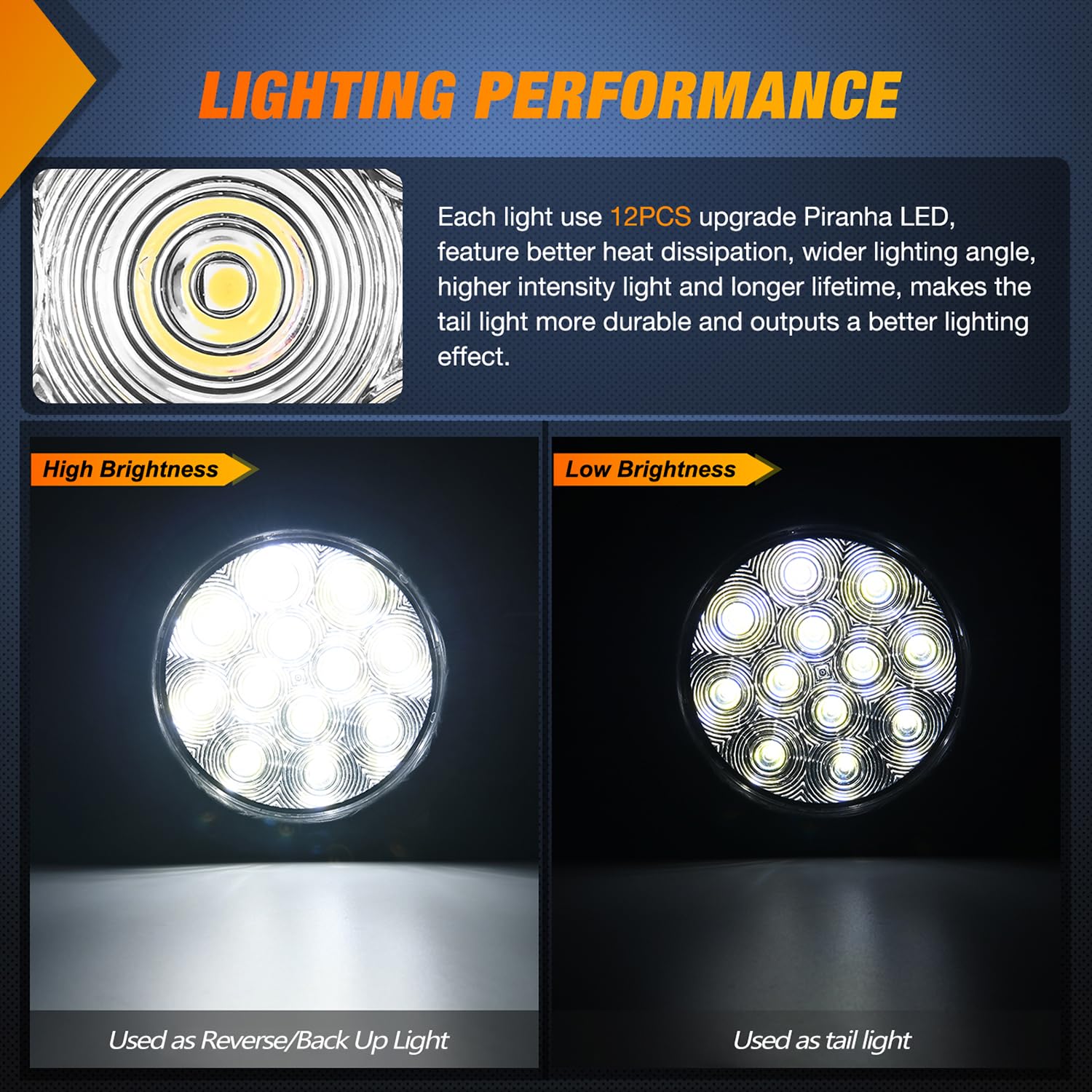 Nilight 4Inch Round Trailer Tail Light With Flush Mount Grommets Plugs W/Mounting Brackets 2Pcs White Waterproof Reverse Back Up Trailer Lights For Rv Truck Trailer