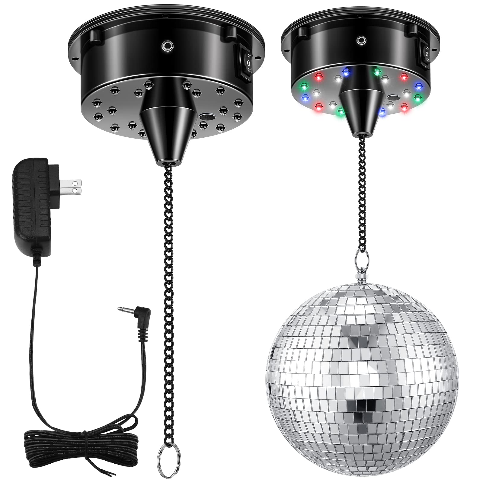 6Rpm Rotating Disco Ball Disco Ball Mount Electric Motor With Lights 4 Colors For 6 8 12 Inch Disco Ball (Not Included) 2 Mode F