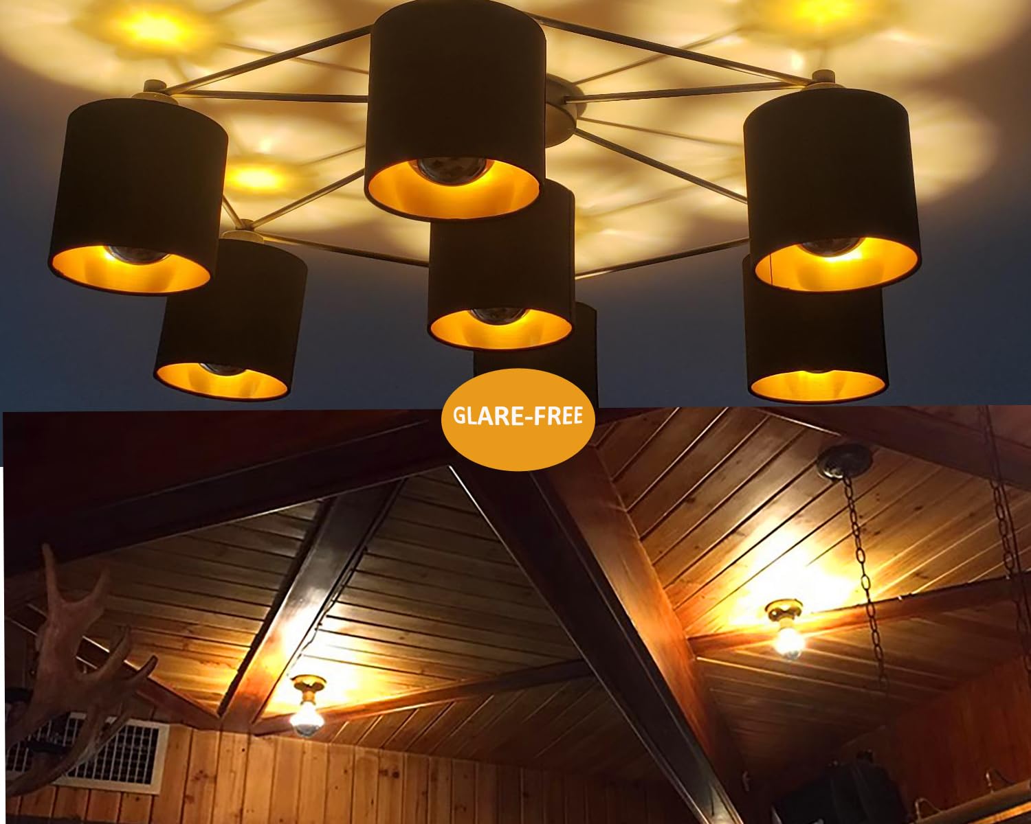Karlunkoy Large Half Chrome Light Bulb,Dimmable 8W (80W Eqv.),Anti Glare Led Edison Bulbs, Orange Dipped Decorative Bulb,G95/G30