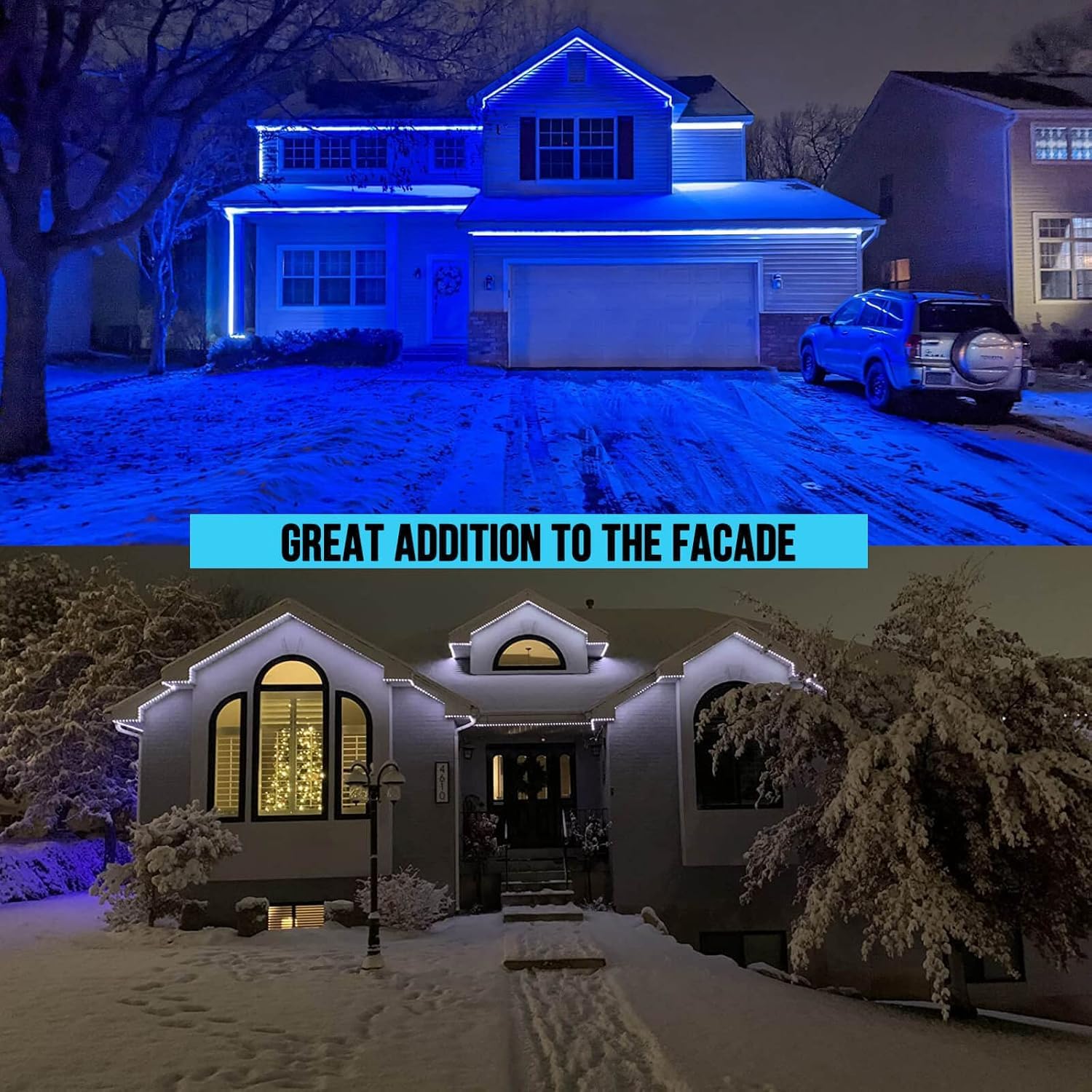 SIFWEX 200ft Outdoor LED Strip Lights, IP67 Waterproof, Color Changing, Music Sync, Remote & App Control, 24V, Multicolor