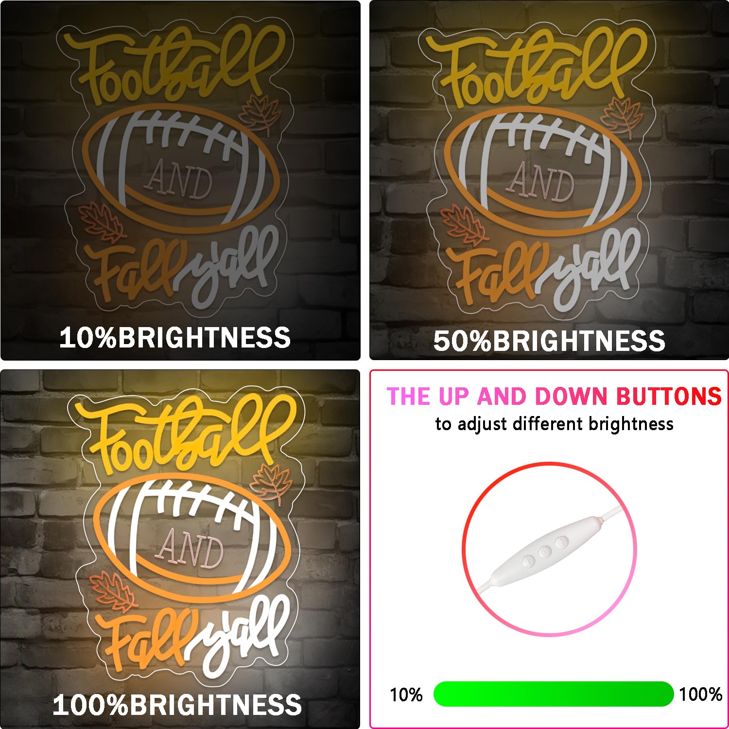 Football Fall YAll Neon Sign Maple Leaf Neon Sign Thanksgiving Led Neon Light Sign Thanksgiving Decorations For Autumn Room Bedroom Table Wall Decor Kids Holiday Gift Usb Powered