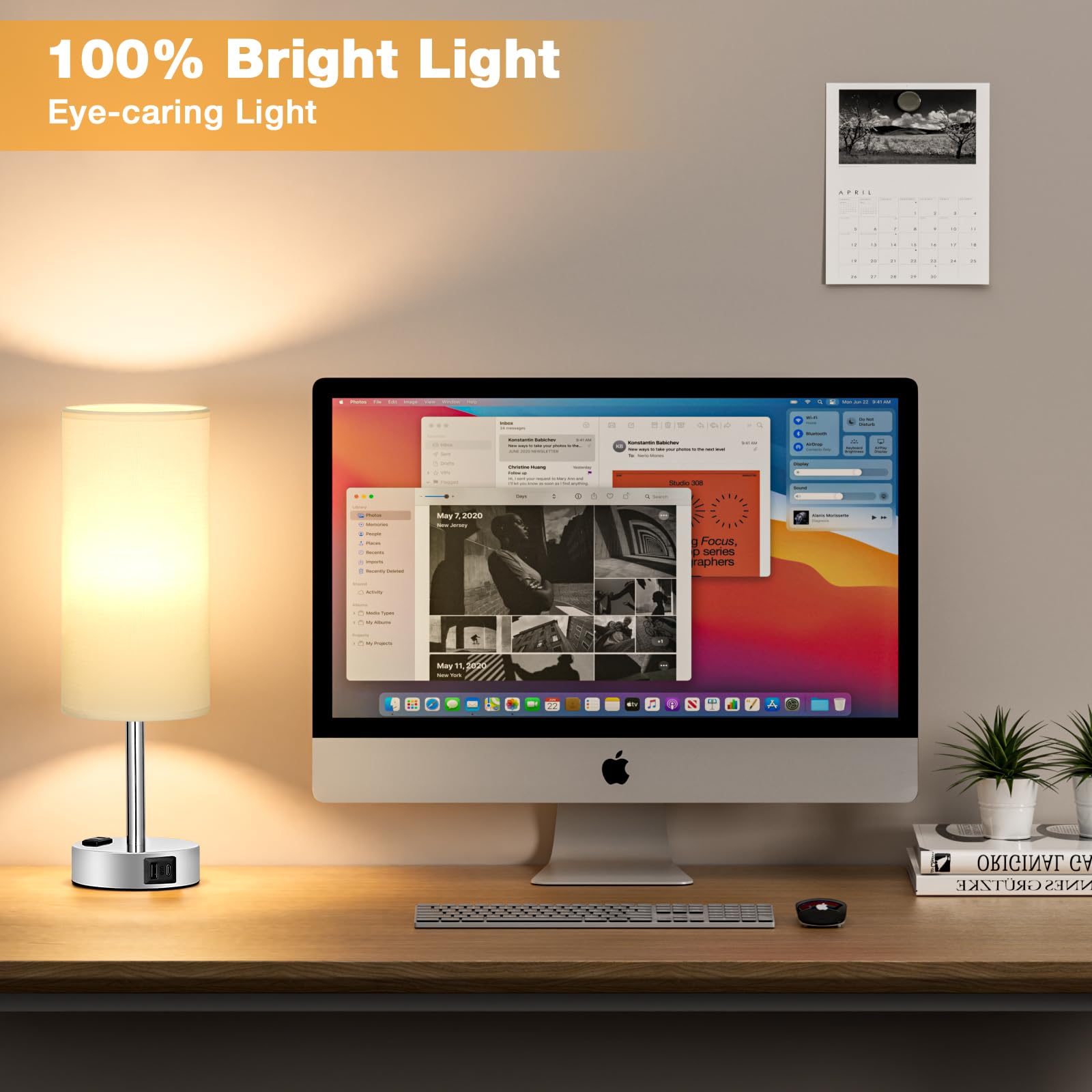 White Touch Nightstand Lamps Set - 3 Way Dimmable Bedside Table Lamps For Bedroom With Usb C And A Ports, Small Lamps With Ac Ou