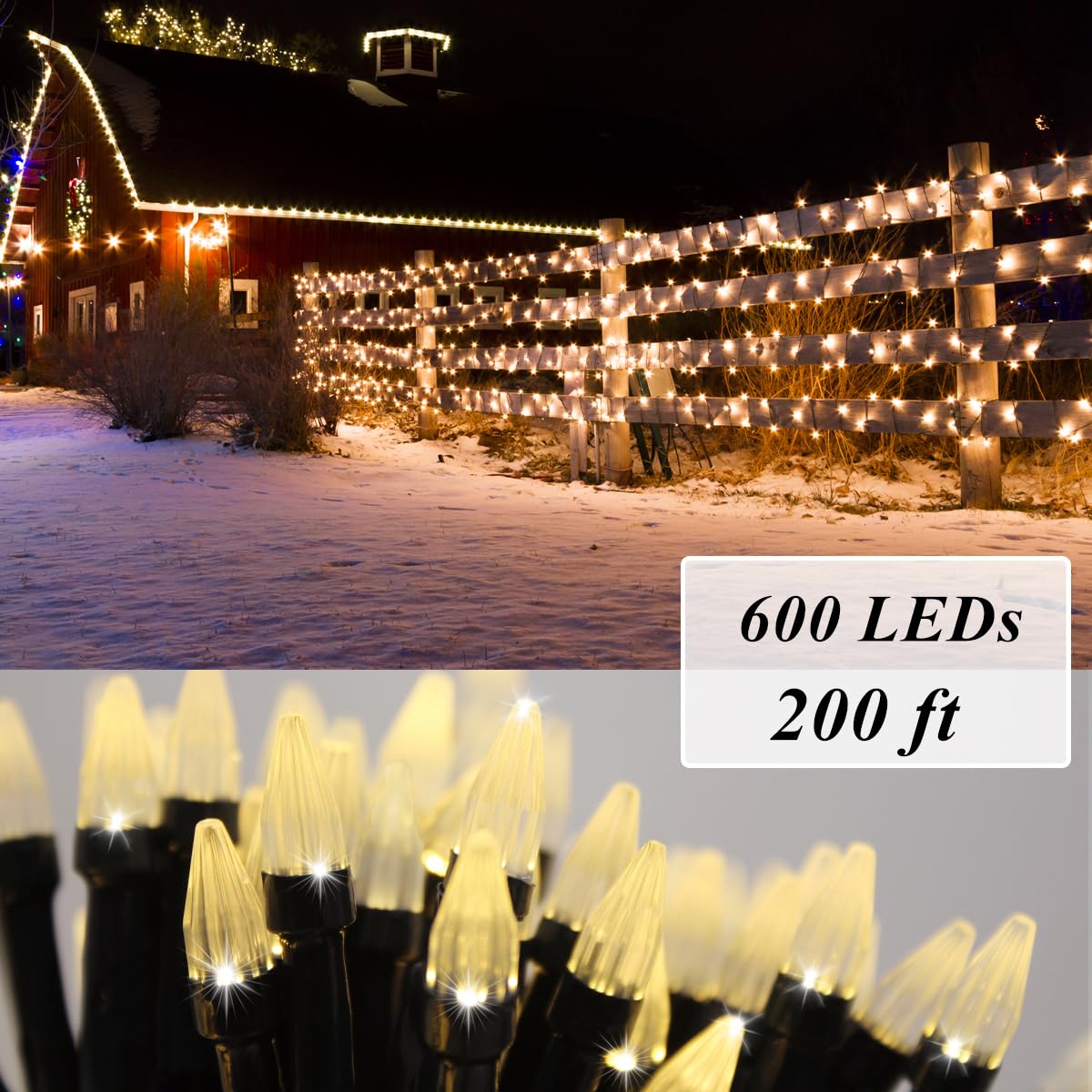 Solhice 200Ft Christmas Lights Outdoor With Remote, 600 Led Waterproof Christmas Tree String Lights Plug In, Twinkle Lights For