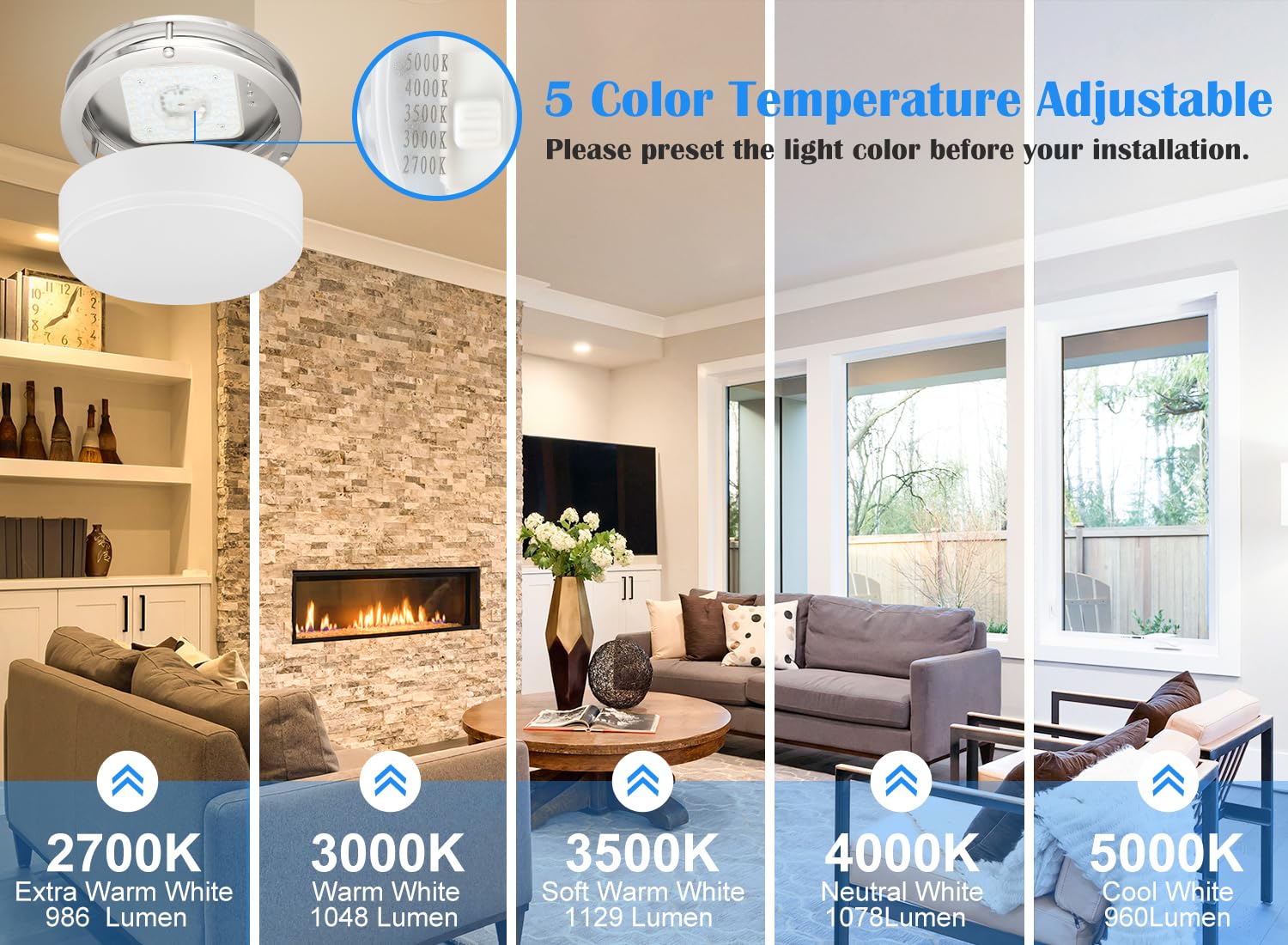 Faymart Lighting Brushed Nickel Flush Mount Led Ceiling Light Fixture, 10.31 Inch Brushed Nickel Bathroom Bedroom Light 2700K/30