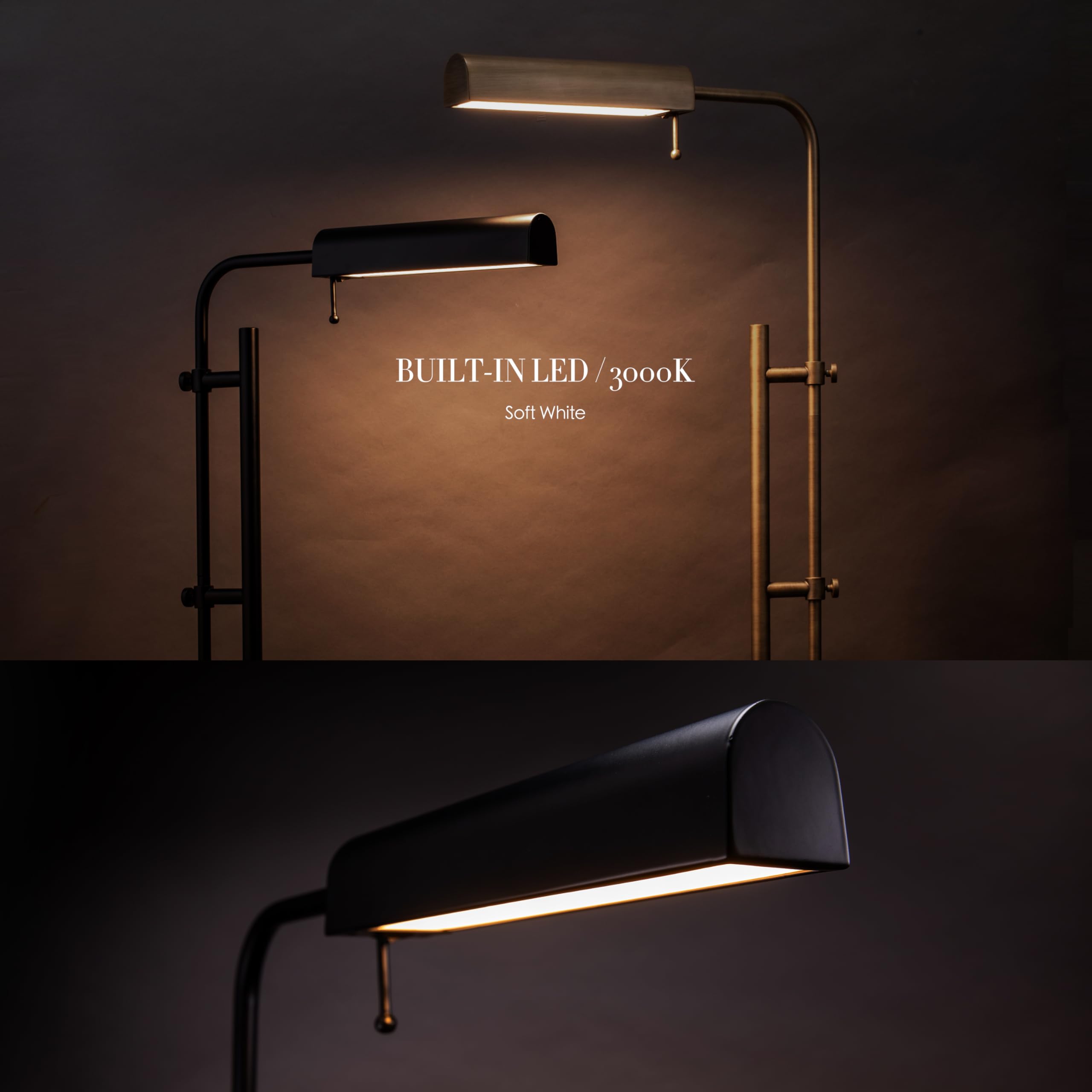 OBright Cedric Adjustable Pharmacy Floor Lamp - Industrial Design, 10W Led, Height 45-61, Black, Model Obe-Fl25H