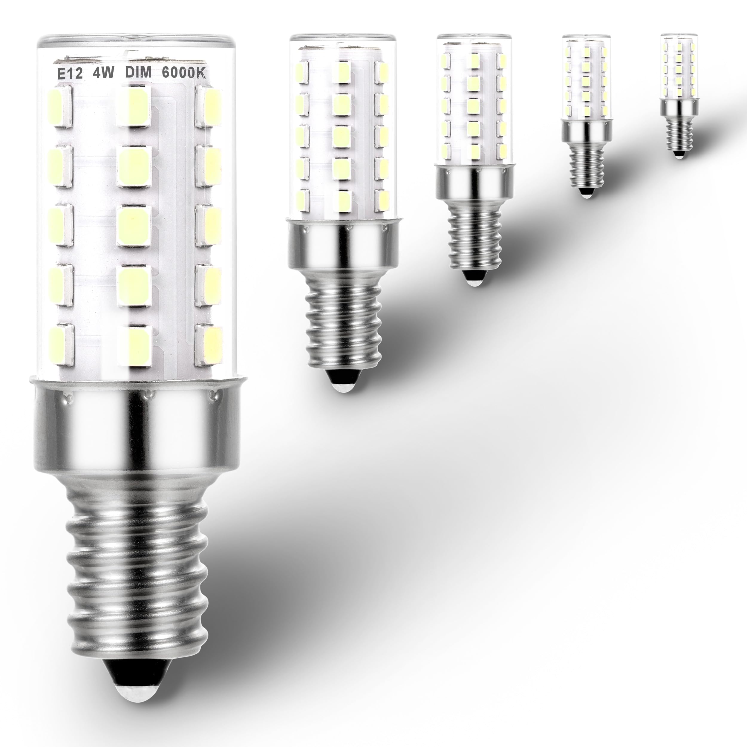 Ziomitus E12 25W-40W 6000K Daylight White Dimmable Led Bulbs Replacement, T6 Small Base E12 C7 Led Candelabra Bulbs 4W Bright Co