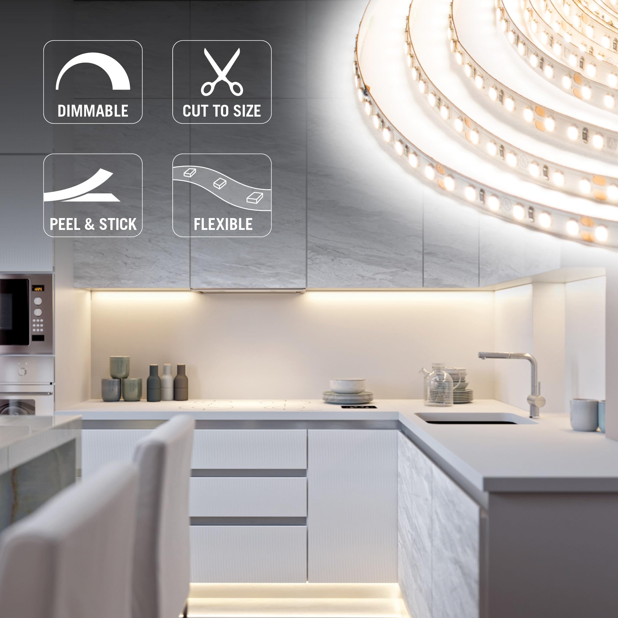 Armacost Lighting RibbonFlex Pro 24V LED Strip Lights 32.8 ft, 2700K Warm White, Model 136250, Plastic Material