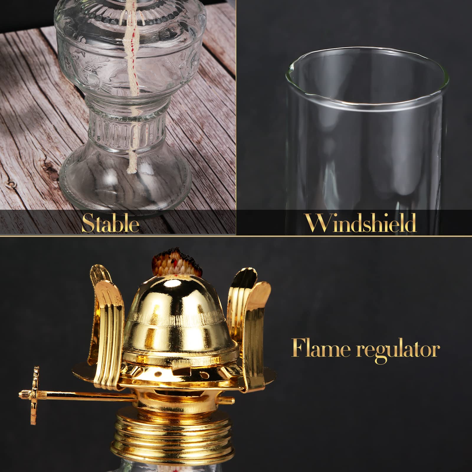 2 Pcs Chamber Oil Lamps For Indoor Use Vintage Kerosene Lamp Rustic Hurricane Kerosene Lantern With Adjustable Fire Wick Lightin